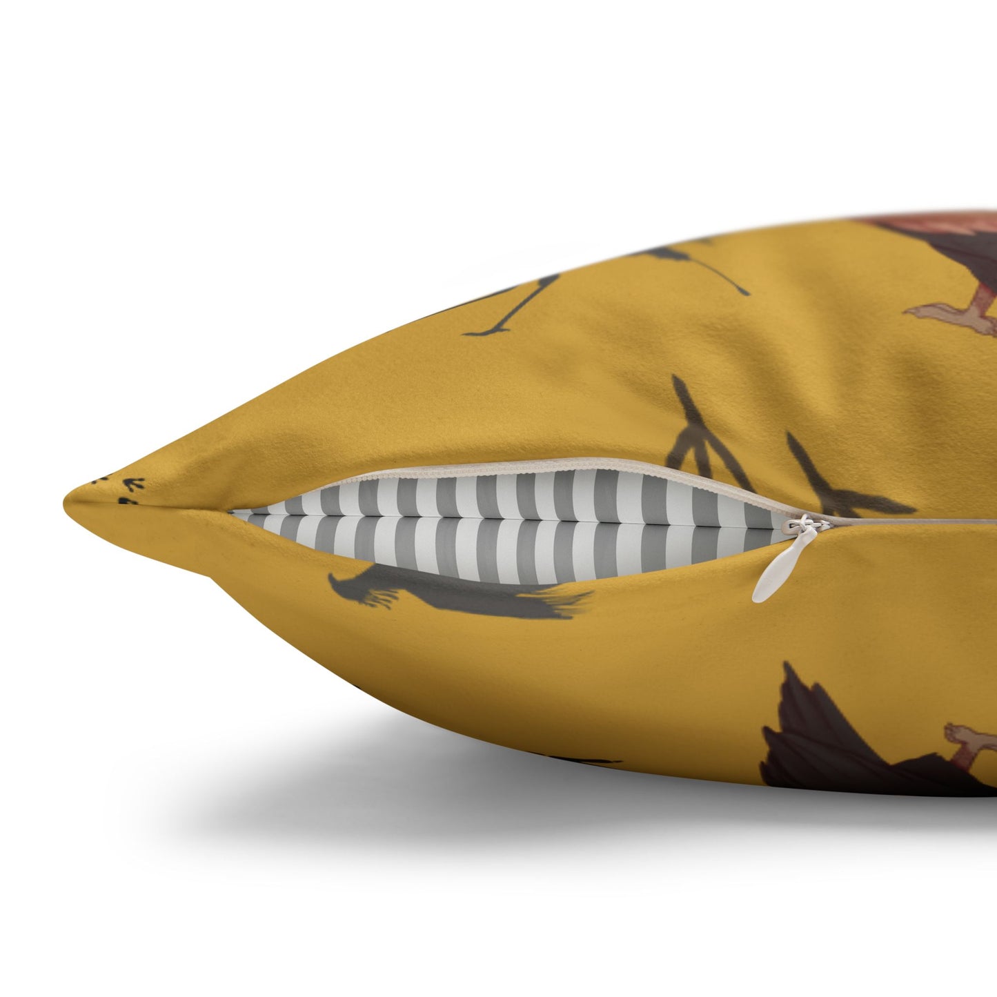 Safari Bird Lux Faux Suede Pillow Cover (Mustard) – 18" x 18" & 20" x 20"