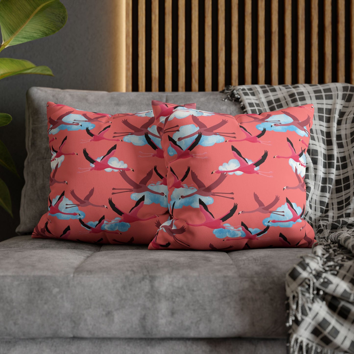 Flying Flamingo Lux Faux Suede Pillow Cover  – 18" x 18" & 20" x 20"