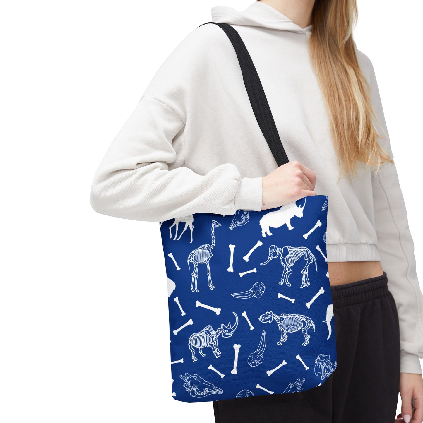 Whimsical Animal Skeletons Tote Bag (Blue), Perfect for Animal Lovers, Halloween, Eco-Friendly Bag, Gift for Pet Owners, Shopping Bag, Halloween Gift