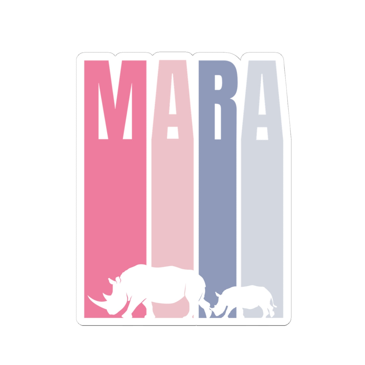 Safari Themed, Mummy and baby Rhino, Masai Mara, Pink, Vibrant Kiss-Cut Stickers for Laptop, Scrapbooking, Gifts, Eco-Friendly Decor, Customizable Designs