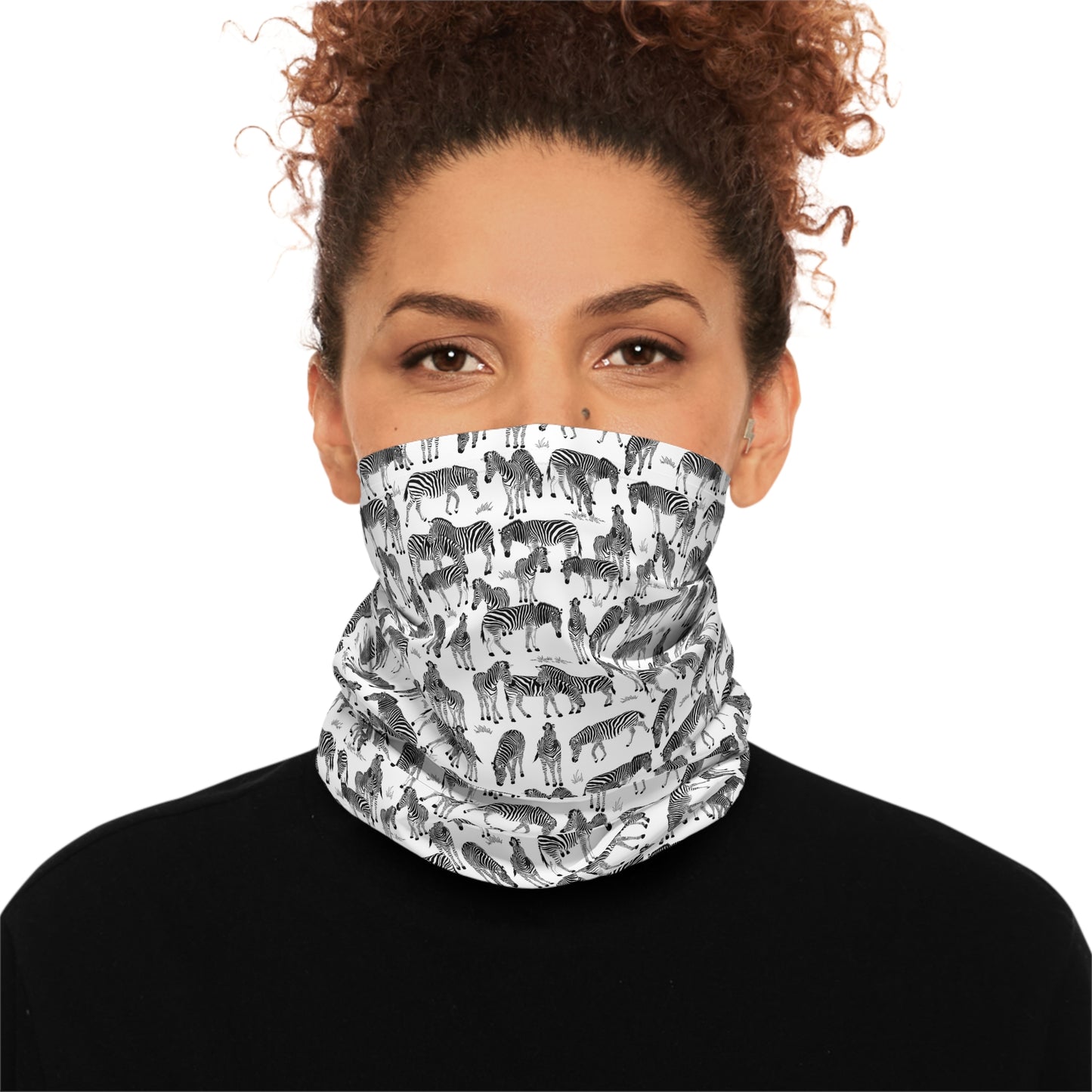 Colorful Lightweight Neck Gaiter with Zebra Herd Design (White), Outdoor Accessory, Unique Gift, Hiking Gear, Nature-Themed Scarf
