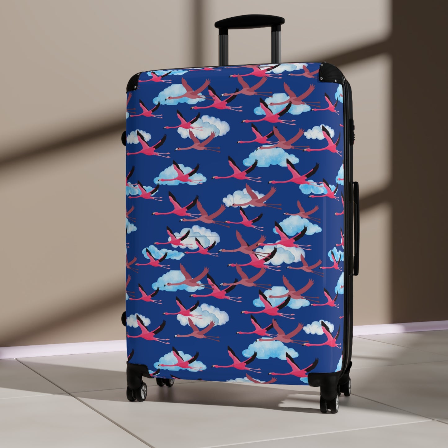 Stylish Flying Flamingo Travel Suitcase with Airplane Design, Luggage for Travelers, Custom Travel Bag, Vacation Essentials, Chic Carry-On