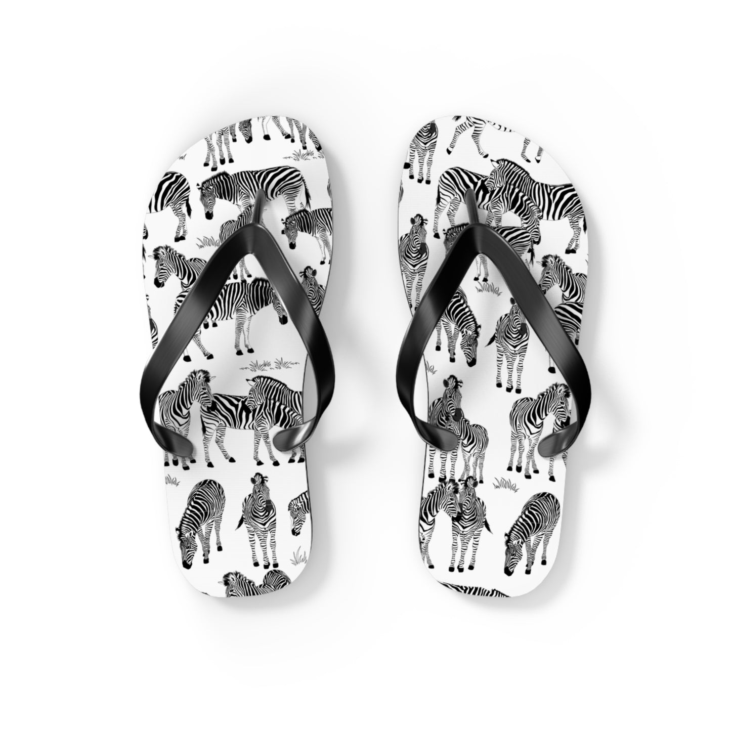 Zebra Print Flip Flops (White), Summer Sandals, Beach Footwear, Vacation Essentials, Gift for Nature Lovers, Cute Outdoor Wear