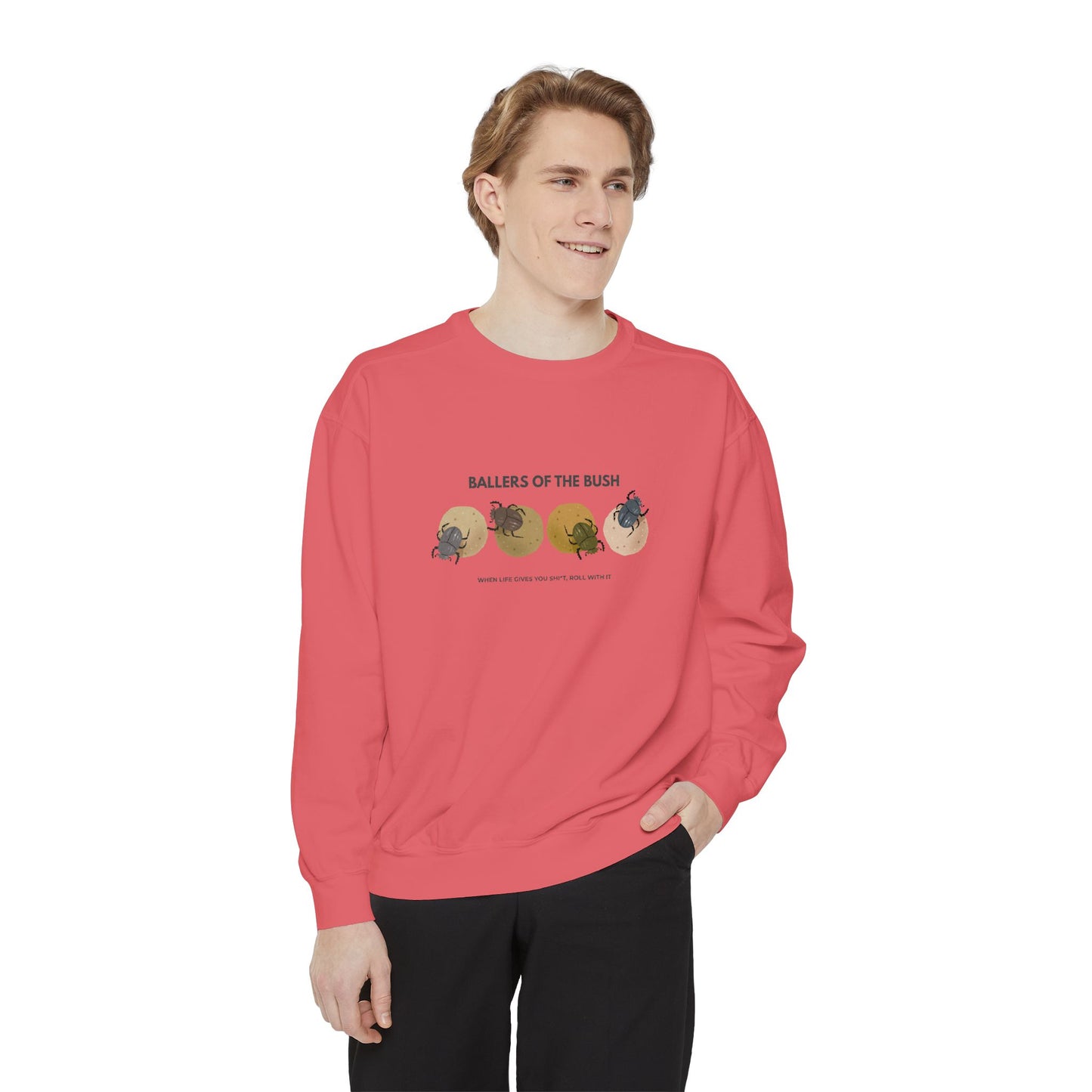 Rolling Dung Beetle Design Sweatshirt, Cozy Unisex Pullover, Perfect for Nature Lovers, Gifts for Biologists, Casual Layering Piece
