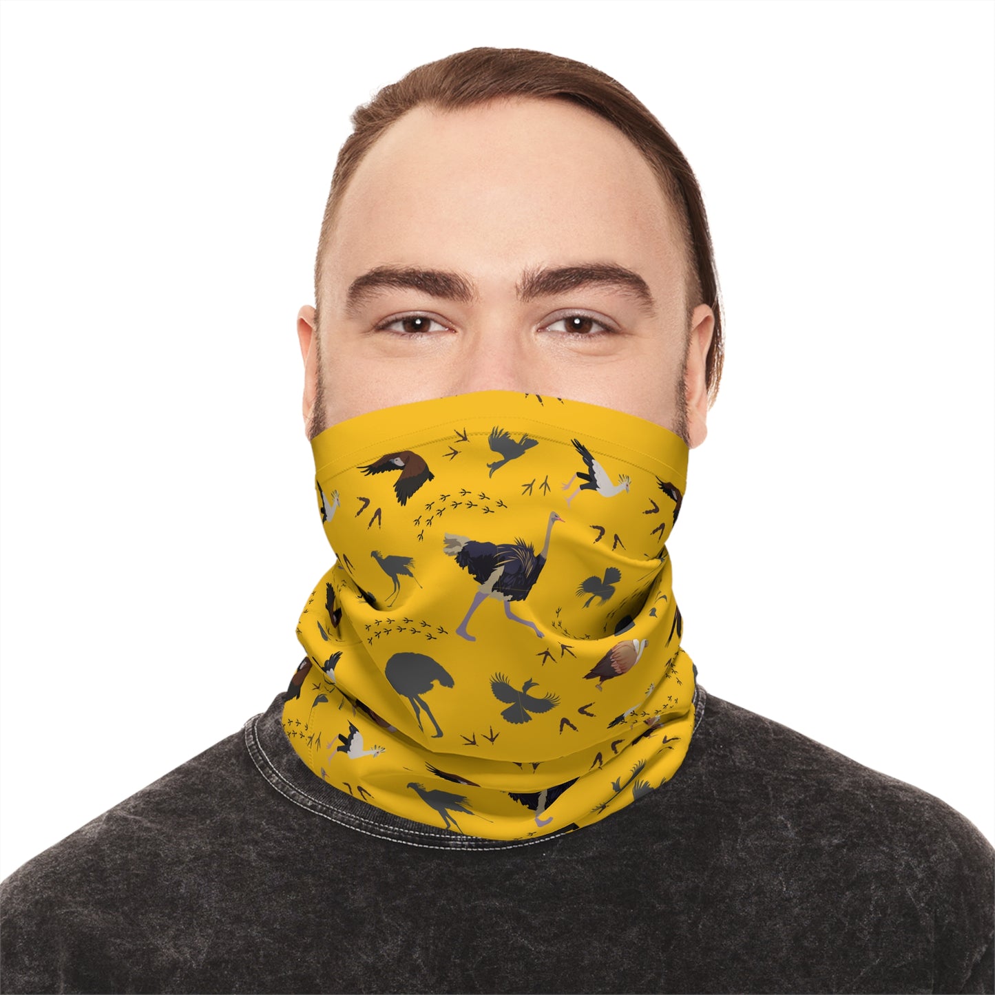 Colorful Lightweight Safari Bird Neck Gaiter with Safari Bird Design (Yellow), Outdoor Accessory, Unique Gift, Hiking Gear, Nature-Themed Scarf