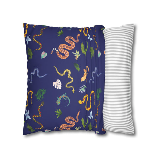 Dancing Reptiles Lux Faux Suede Throw Pillow Cover – 18" x 18" & 20" x 20"