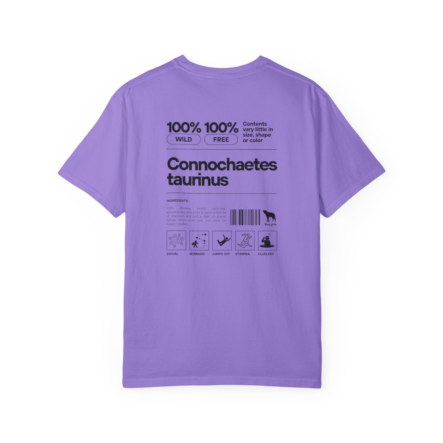 Wildebeest Component Graphic T-Shirt, Unique Casual Wear, Fashionable Gift, Nature Lover Apparel, Perfect for Wildlife Enthusiasts