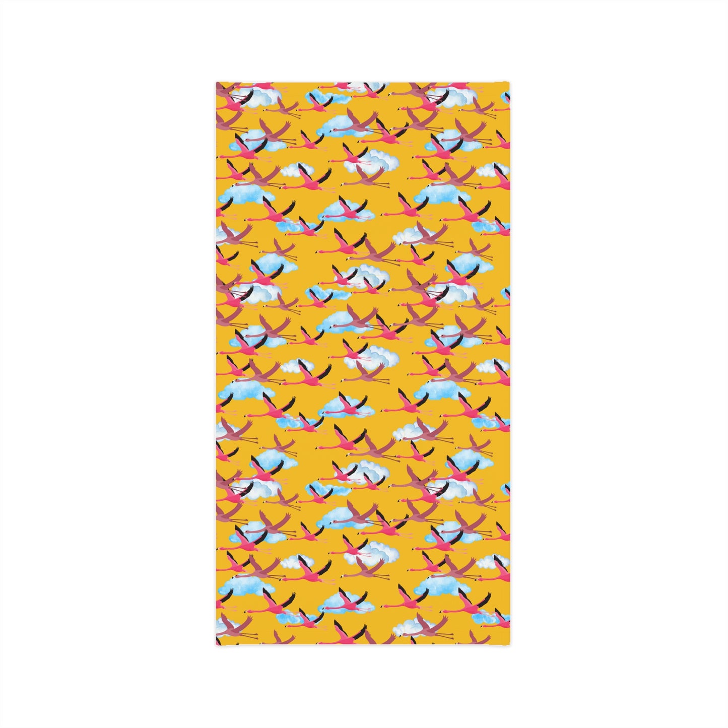 Colorful Lightweight Neck Gaiter with Flying Flamingo Design (Yellow), Outdoor Accessory, Unique Gift, Hiking Gear, Nature-Themed Scarf