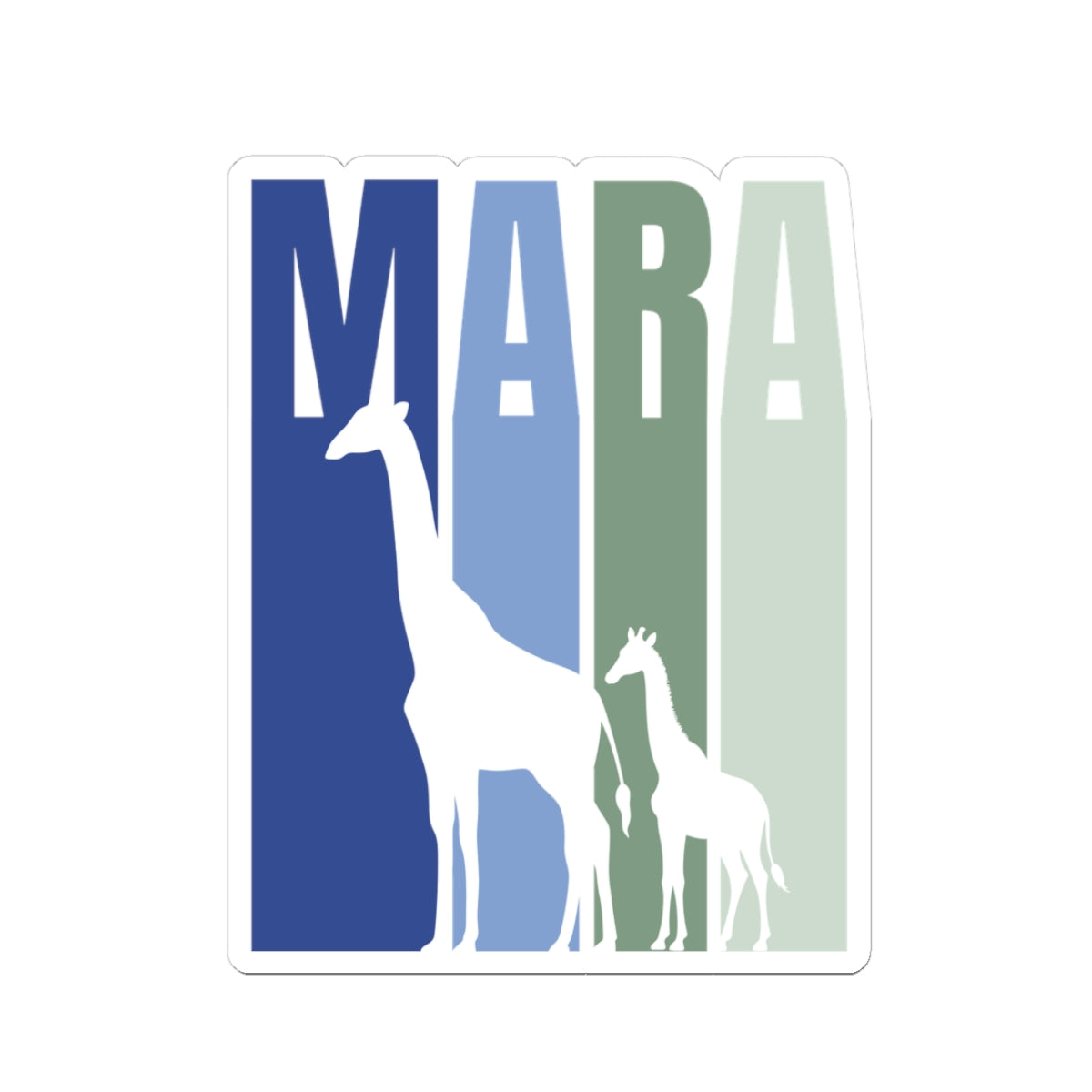 Safari Themed, Mummy and baby Giraffes, Masai Mara, Blue, Vibrant Kiss-Cut Stickers for Laptop, Scrapbooking, Gifts, Eco-Friendly Decor, Customizable Designs