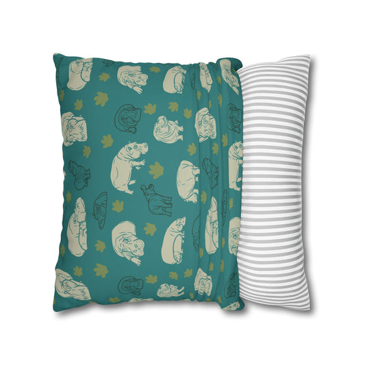 Hippo Pod Lux Faux Suede Throw Pillow Cover – 18" x 18" & 20" x 20"