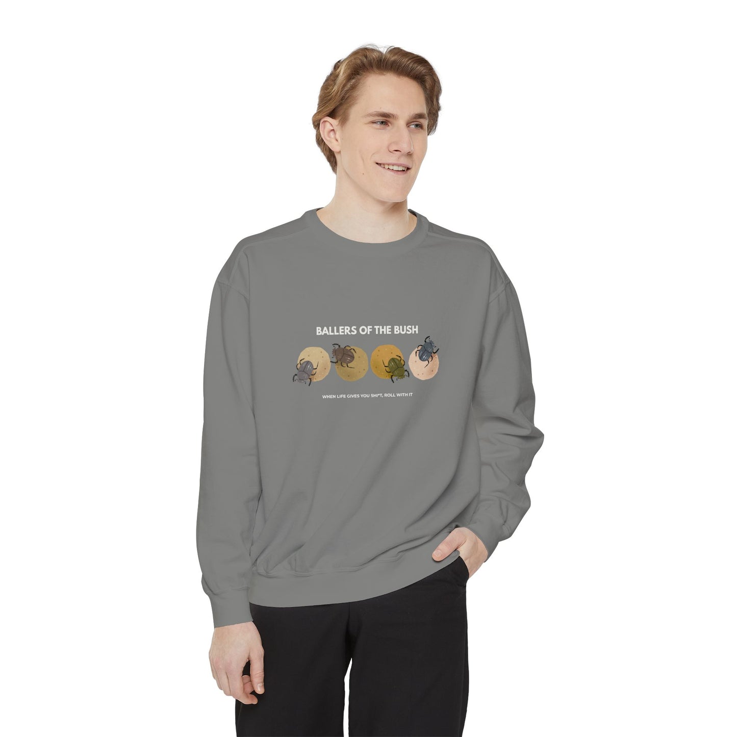 Rolling Dung Beetle Design Sweatshirt, Cozy Unisex Pullover, Perfect for Nature Lovers, Gifts for Biologists, Casual Layering Piece