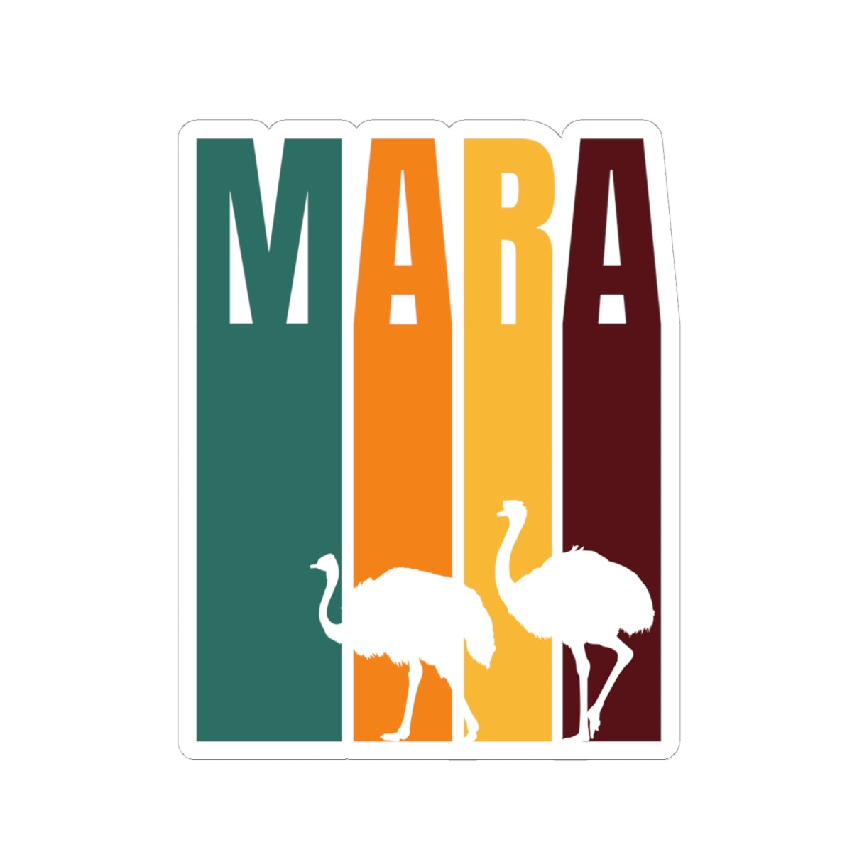 Safari Themed, Ostrich, Masai Mara, Vibrant Kiss-Cut Stickers for Laptop, Scrapbooking, Gifts, Eco-Friendly Decor, Customizable Designs