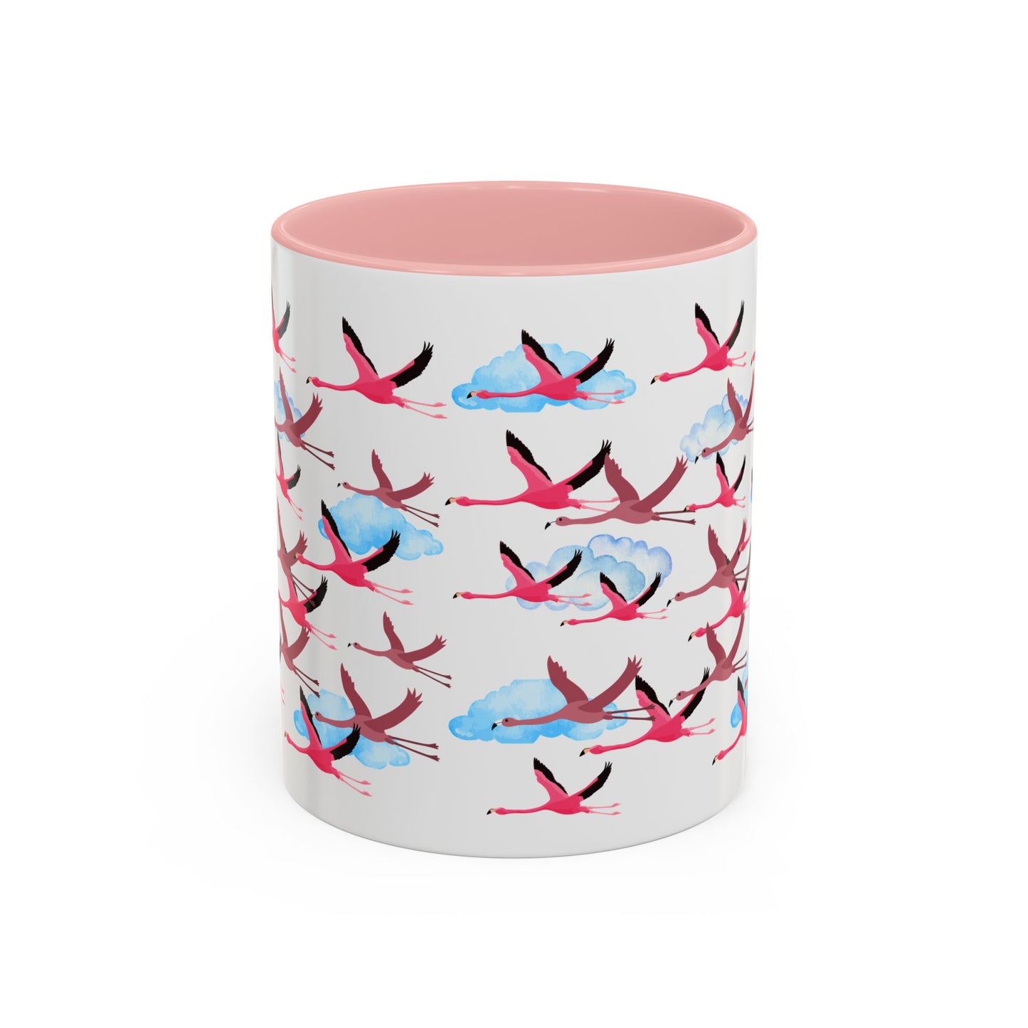 Flying Flamingo Accent Coffee Mug - Nature Lover Gift, Animal and Bird Design, Birdwatching, Wildlife Enthusiast, Easter Decor