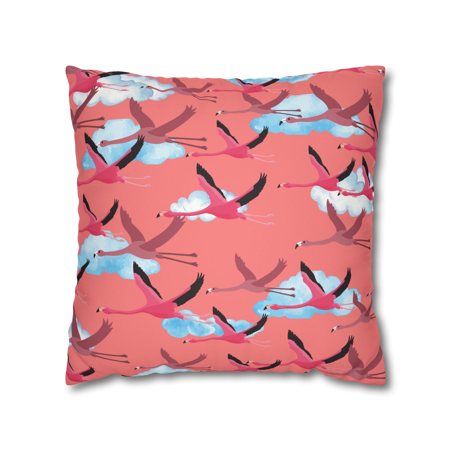 Flying Flamingo Lux Faux Suede Pillow Cover  – 18" x 18" & 20" x 20"