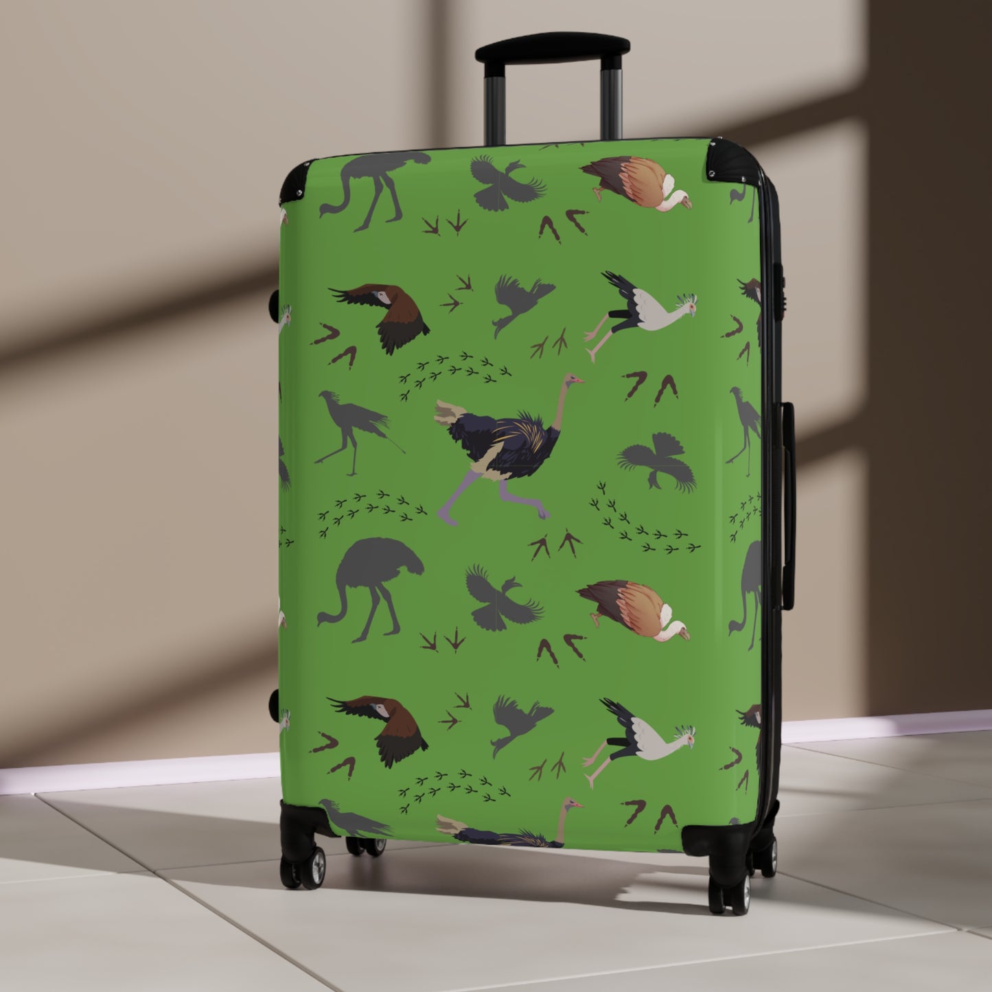 Safari Bird Travel Suitcase with Airplane Design, Luggage for Travelers, Custom Travel Bag, Vacation Essentials, Chic Carry-On
