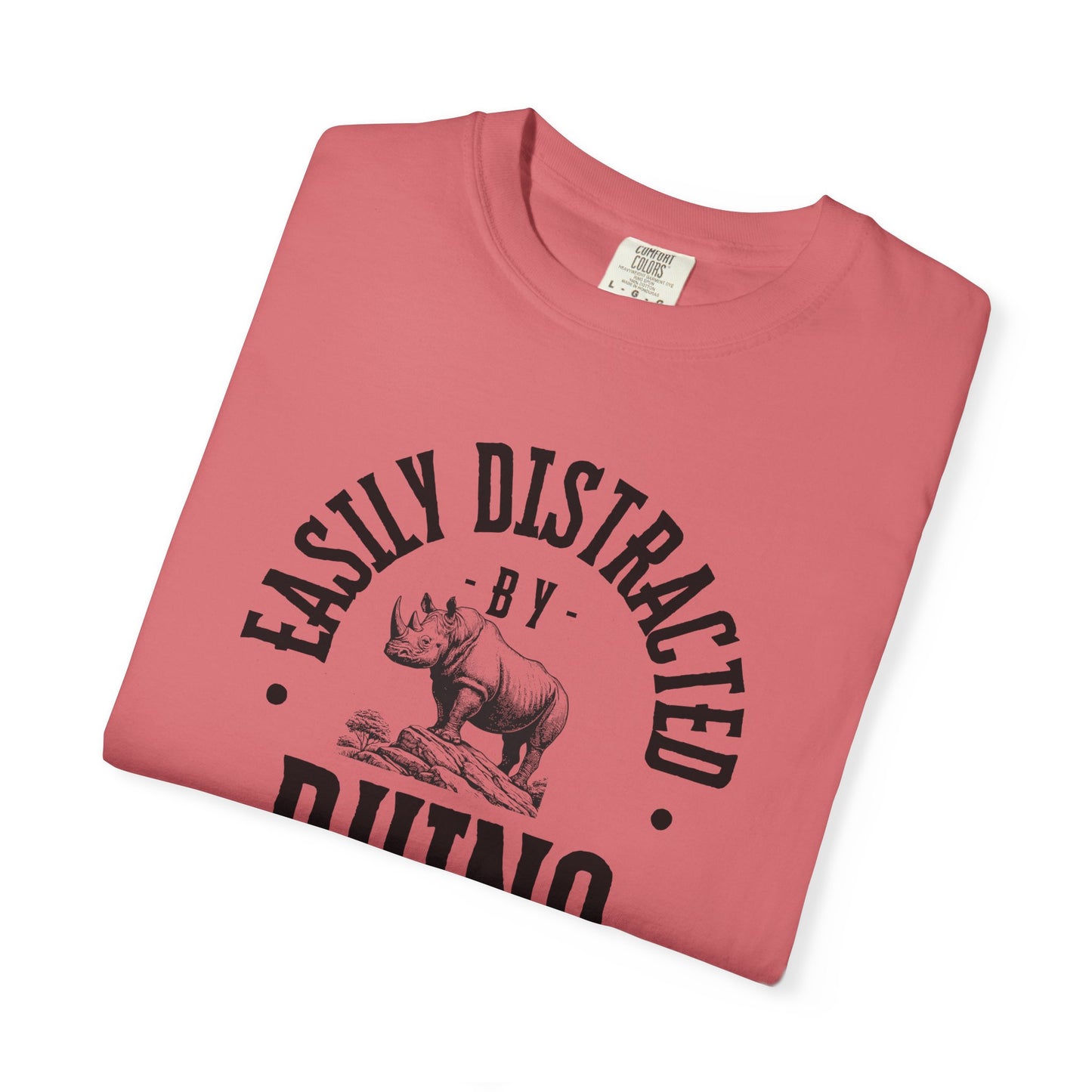 Easily Distracted by Rhino T-Shirt, Funny Gift for Animal Lovers, Casual Unisex Tee, Birthday Gift, Rhino Shirt, Nature Lover Apparel