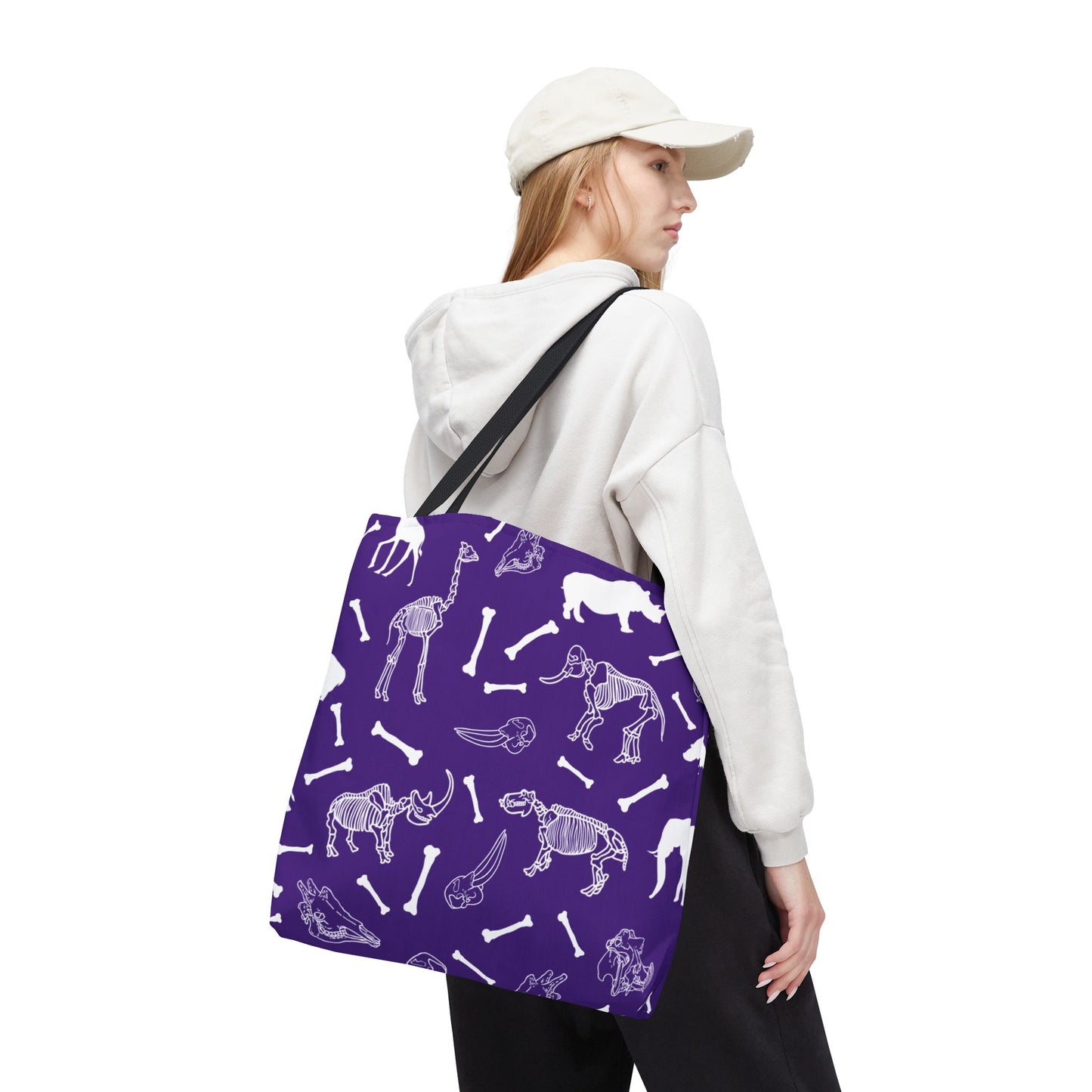Whimsical Animal Skeletons Tote Bag (Purple), Perfect for Animal Lovers, Halloween, Eco-Friendly Bag, Gift for Pet Owners, Shopping Bag, Halloween Gift