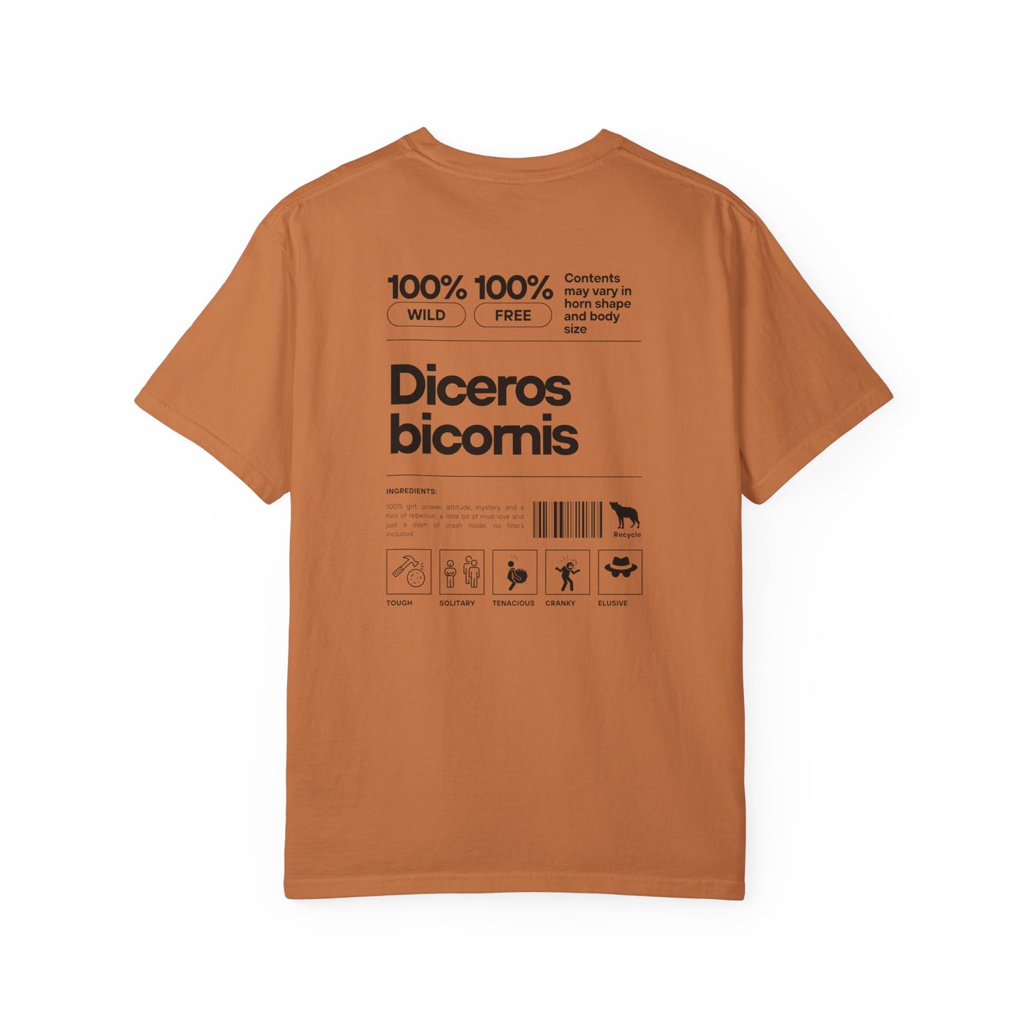 Black Rhino Component Graphic T-Shirt, Unique Casual Wear, Fashionable Gift, Nature Lover Apparel, Perfect for Wildlife Enthusiasts