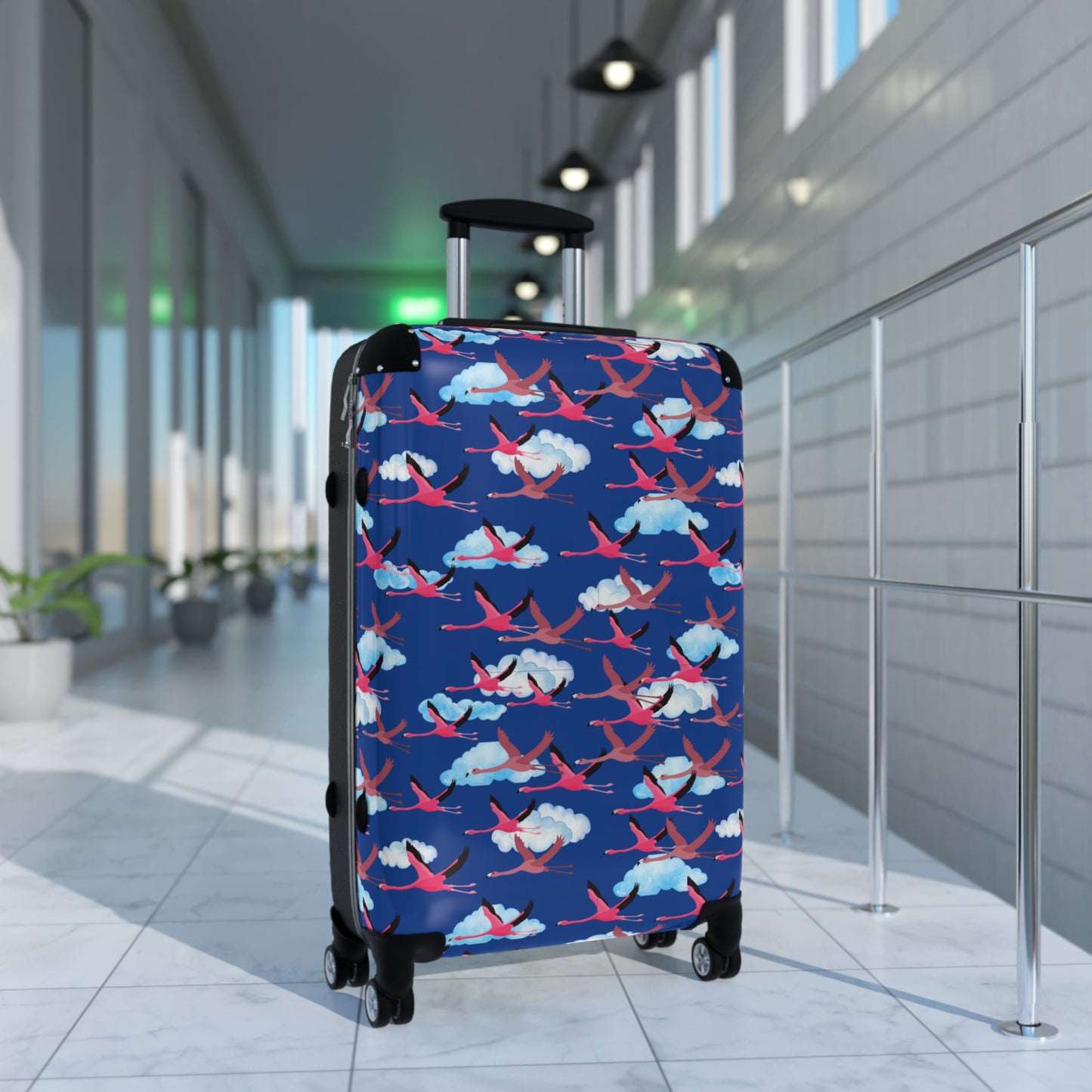 Stylish Flying Flamingo Travel Suitcase with Airplane Design, Luggage for Travelers, Custom Travel Bag, Vacation Essentials, Chic Carry-On
