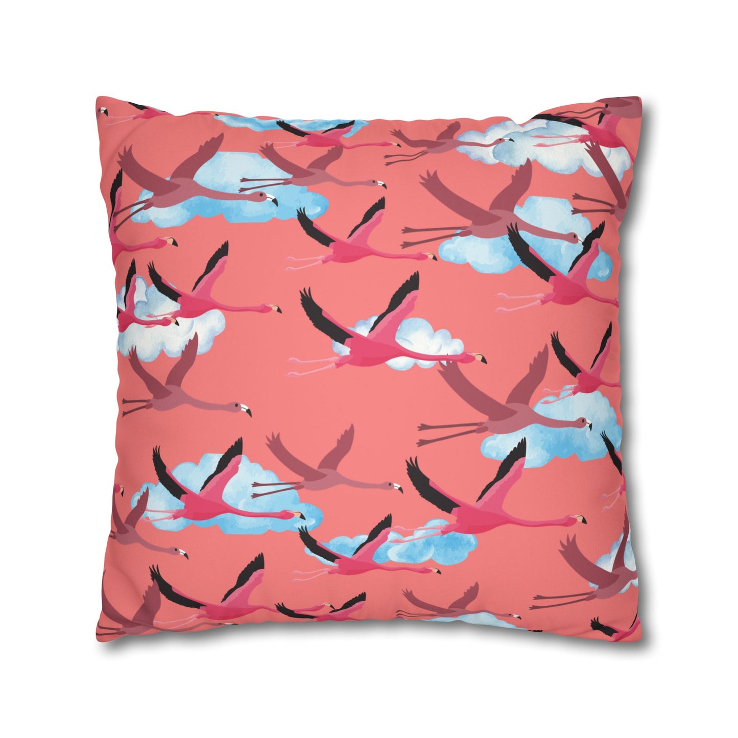Flying Flamingo Lux Faux Suede Pillow Cover  – 18" x 18" & 20" x 20"