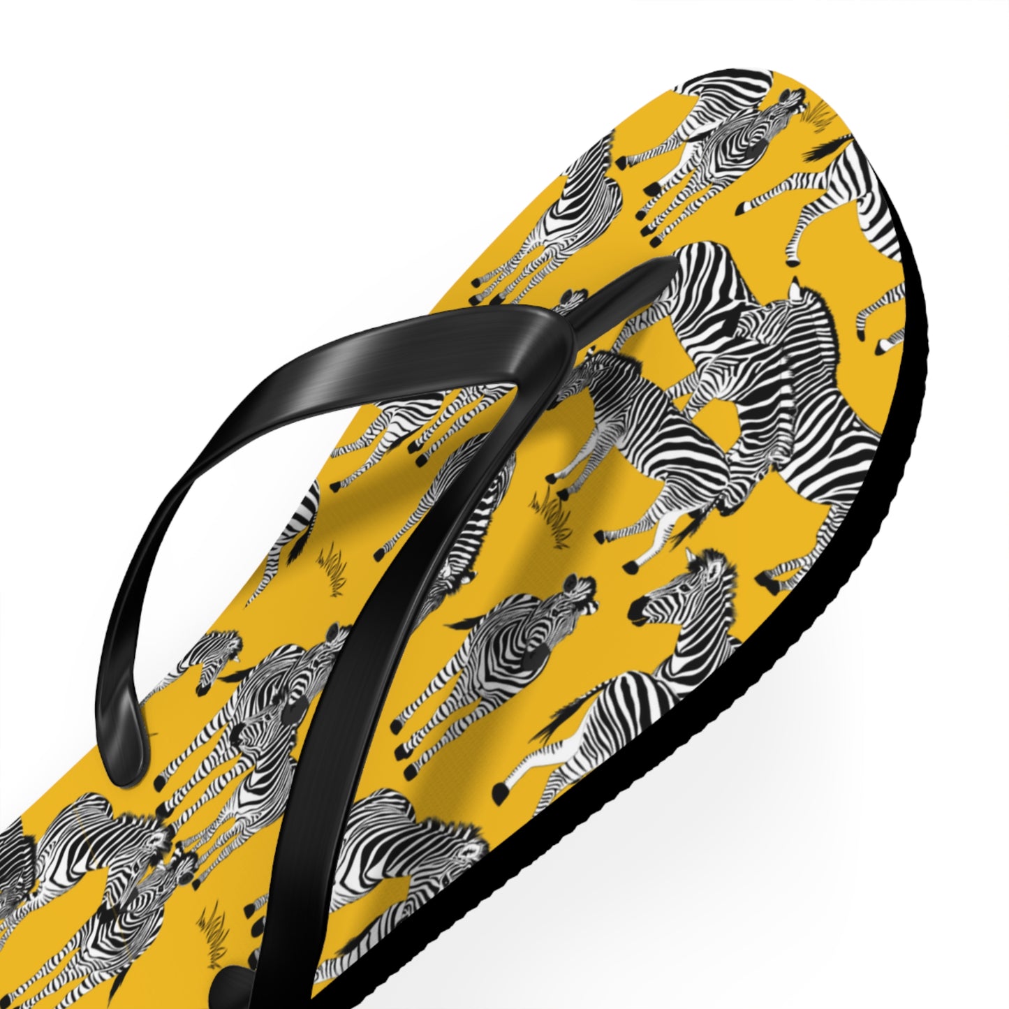 Zebra Print Flip Flops (Yellow), Summer Sandals, Beach Footwear, Vacation Essentials, Gift for Nature Lovers, Cute Outdoor Wear