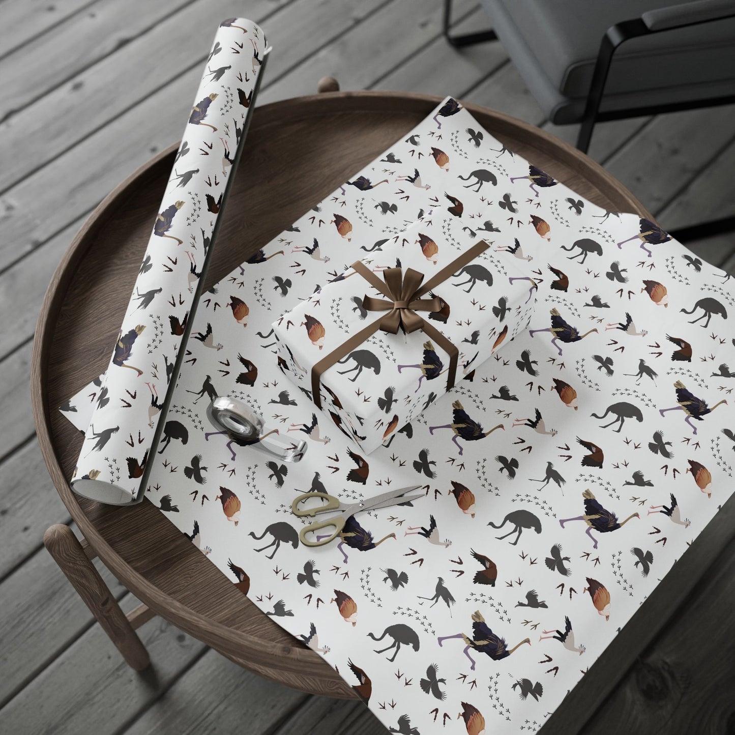 Whimsical Safari Bird Wrapping Paper (White), Eco-Friendly Gift Wrap, Perfect for Birthdays, Holidays, Celebrations, Animal Lovers