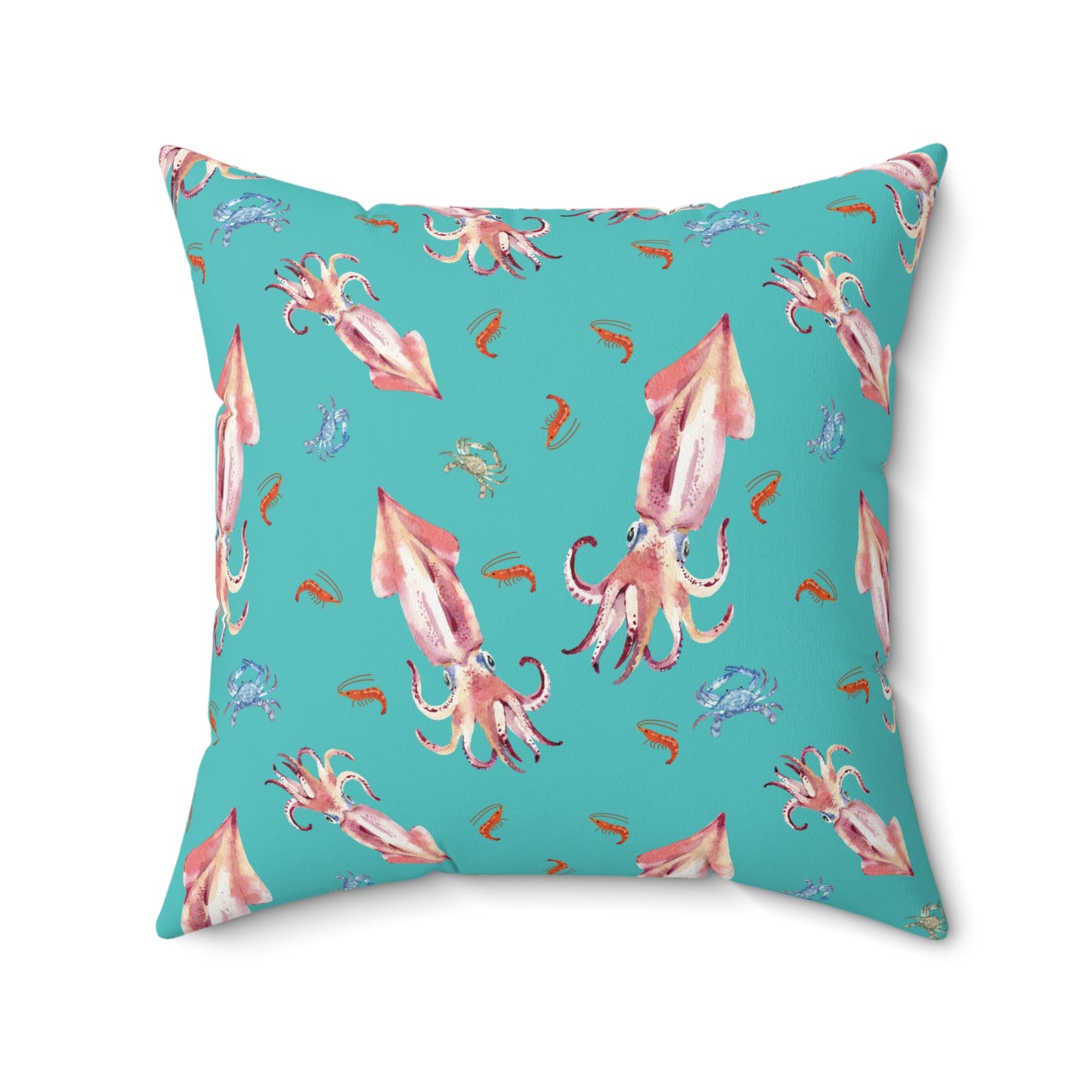 Squid Dining Lux Faux Suede Throw Pillow with Insert - 18" x 18", 20" x 20"