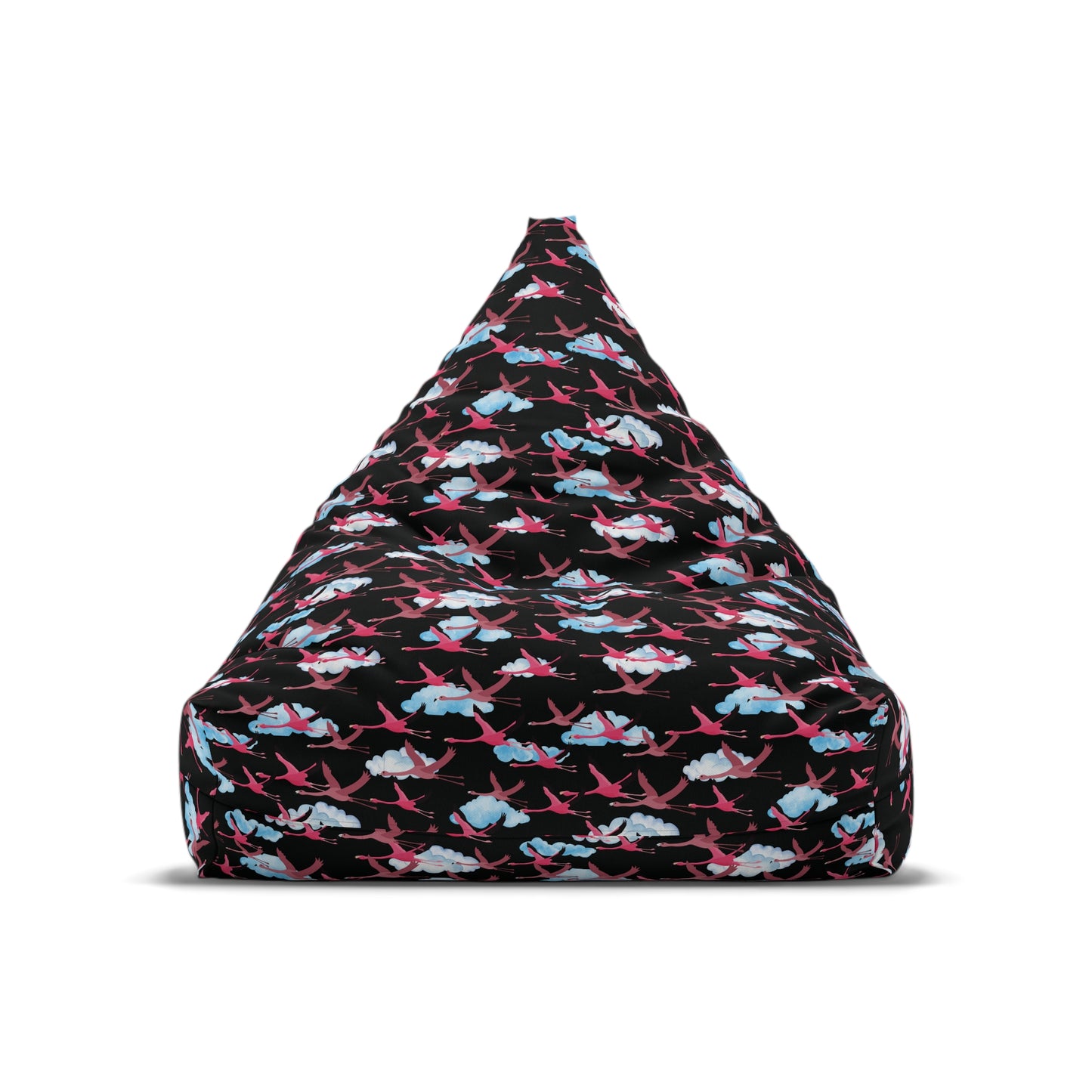 Bean Bag Chair Cover - Flying Flamingo Pattern (Black)