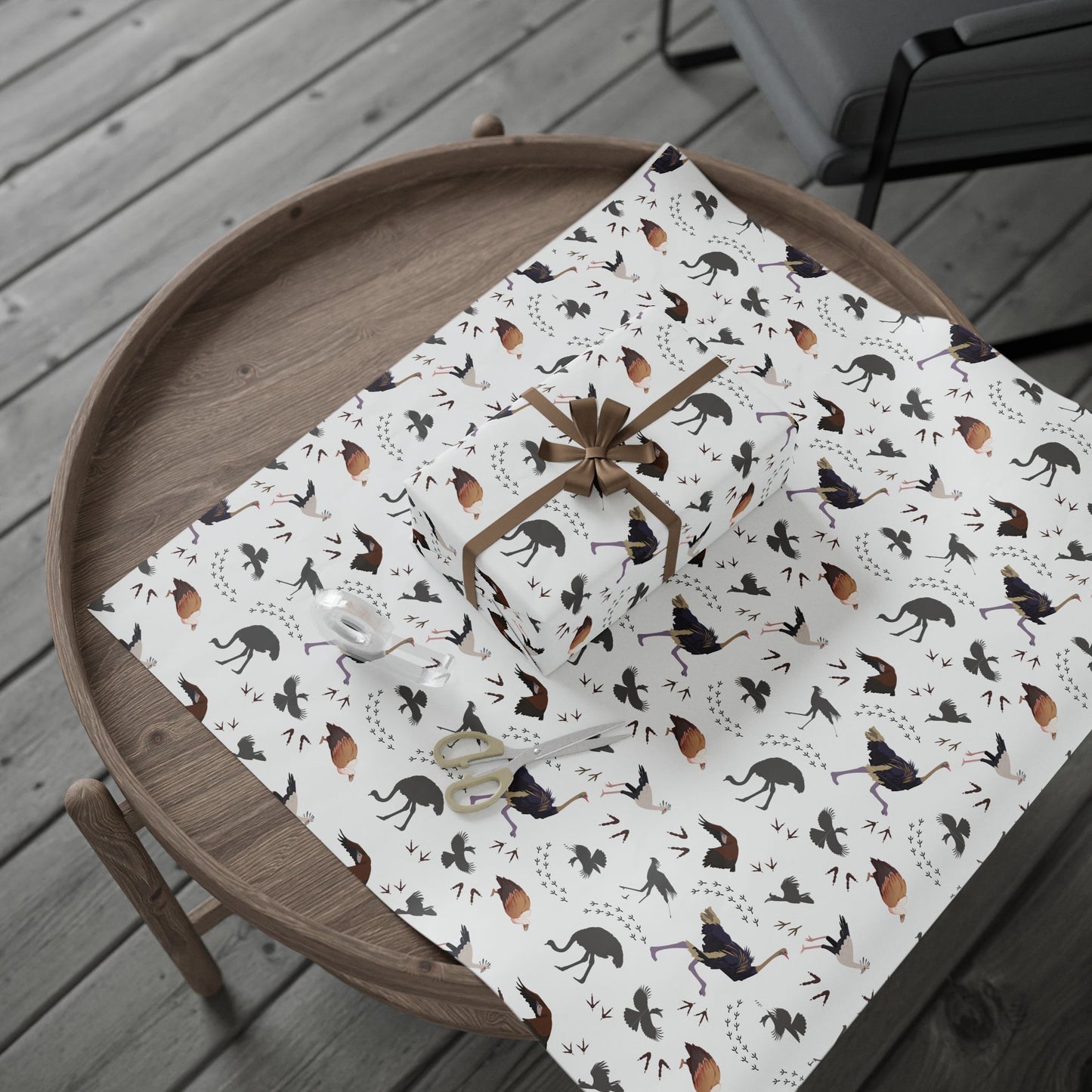 Whimsical Safari Bird Wrapping Paper (White), Eco-Friendly Gift Wrap, Perfect for Birthdays, Holidays, Celebrations, Animal Lovers