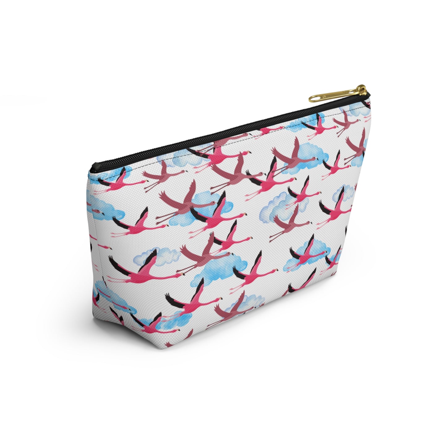Flying Flamingo Themed Accessory Pouch for Nature Lovers, Travel Toiletry Bag, Organizer, Gift for Birdwatchers, Wildlife Enthusiasts