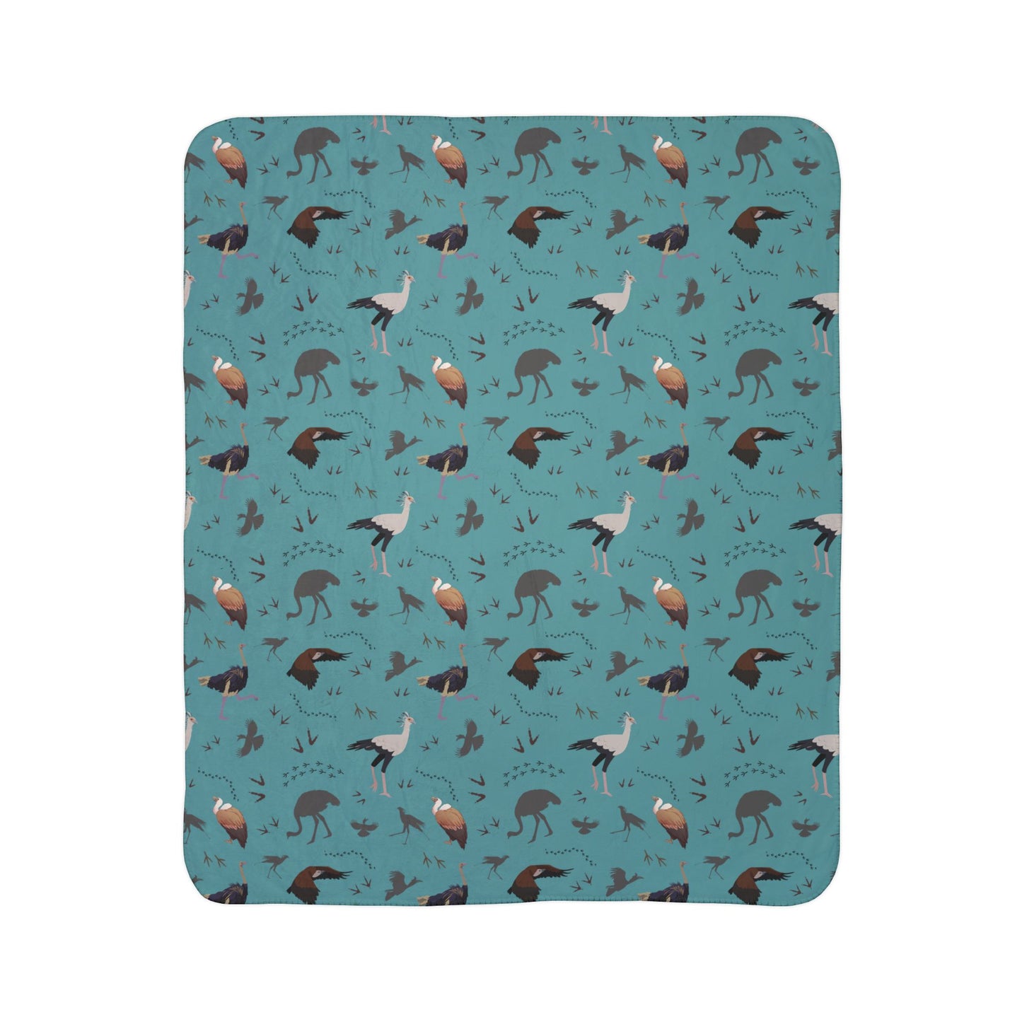 Safari Bird Fleece Sherpa Blanket (Teal)