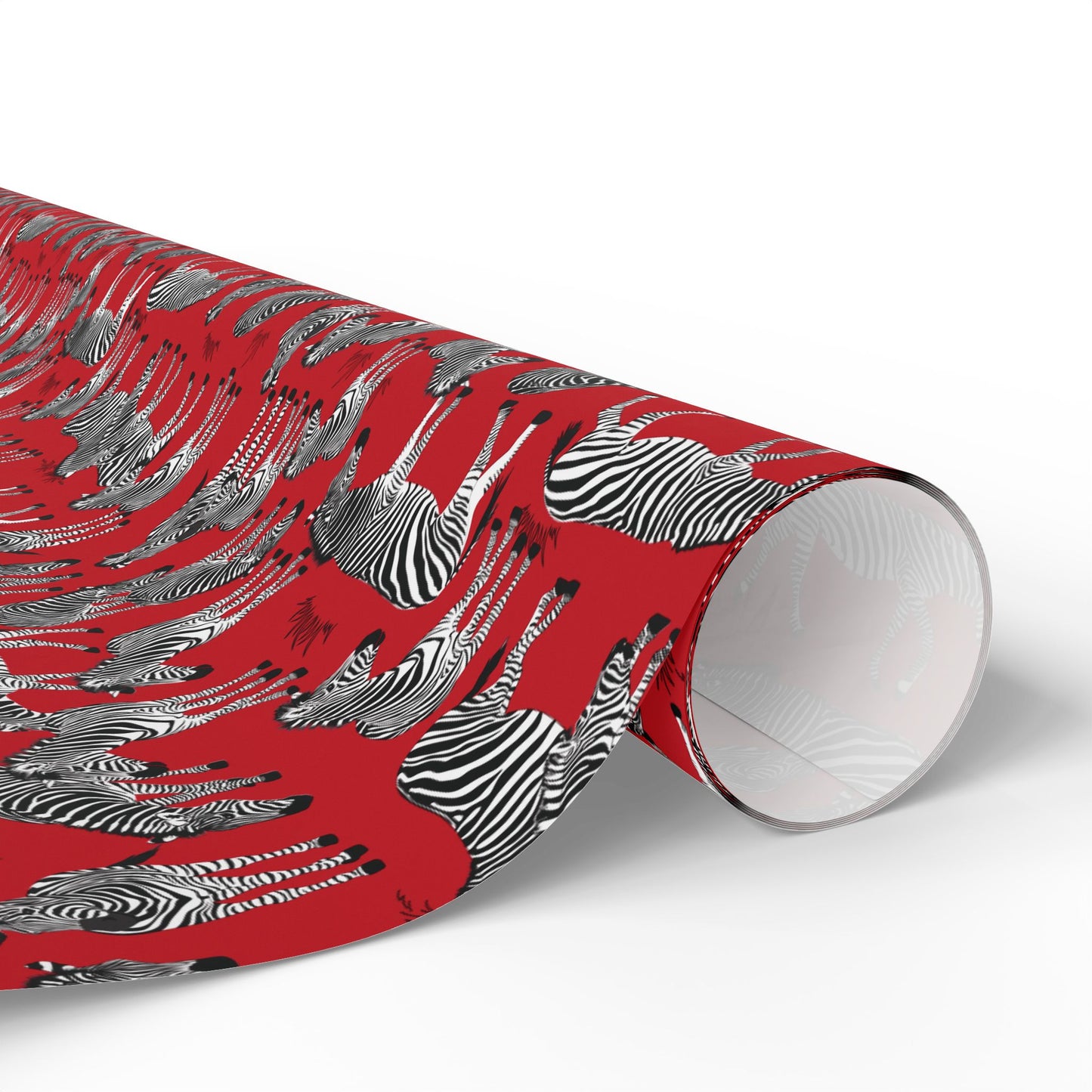 Whimsical Zebra Herd Wrapping Paper (Red)