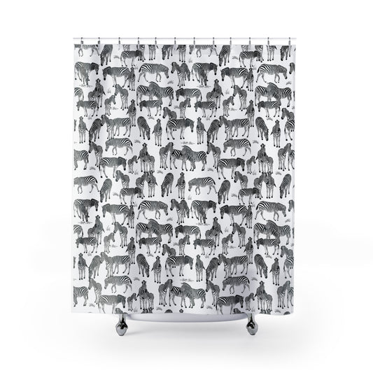 Zebra Print Shower Curtain, Bathroom Decor, Animal Theme, Modern Home, Gift Idea, Unique Design, Great Migration