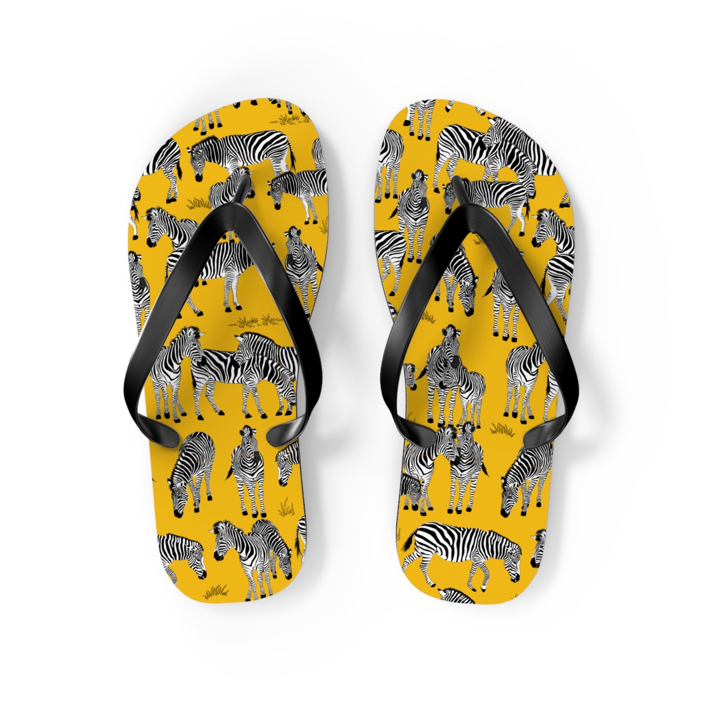 Zebra Print Flip Flops (Yellow), Summer Sandals, Beach Footwear, Vacation Essentials, Gift for Nature Lovers, Cute Outdoor Wear