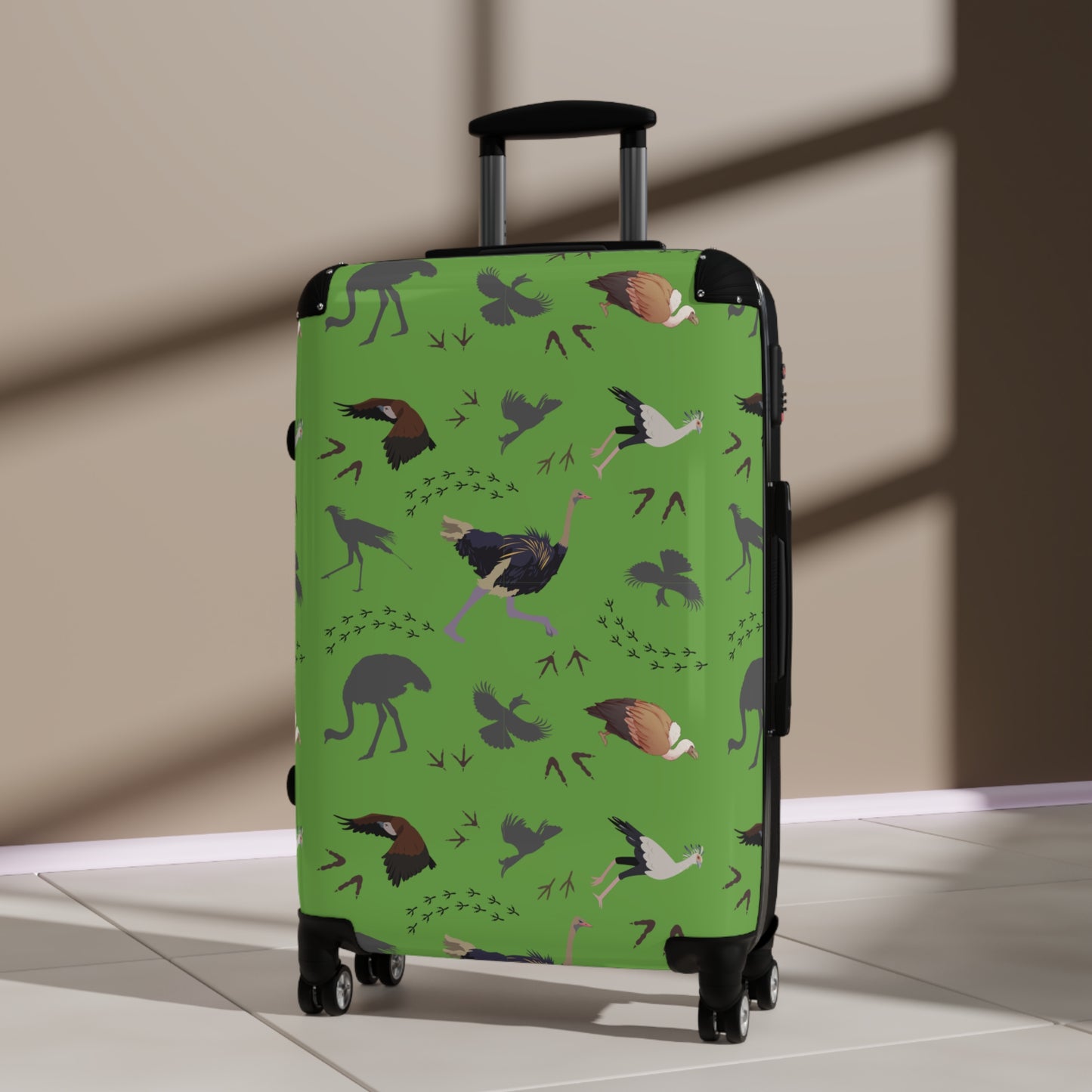 Safari Bird Travel Suitcase with Airplane Design, Luggage for Travelers, Custom Travel Bag, Vacation Essentials, Chic Carry-On
