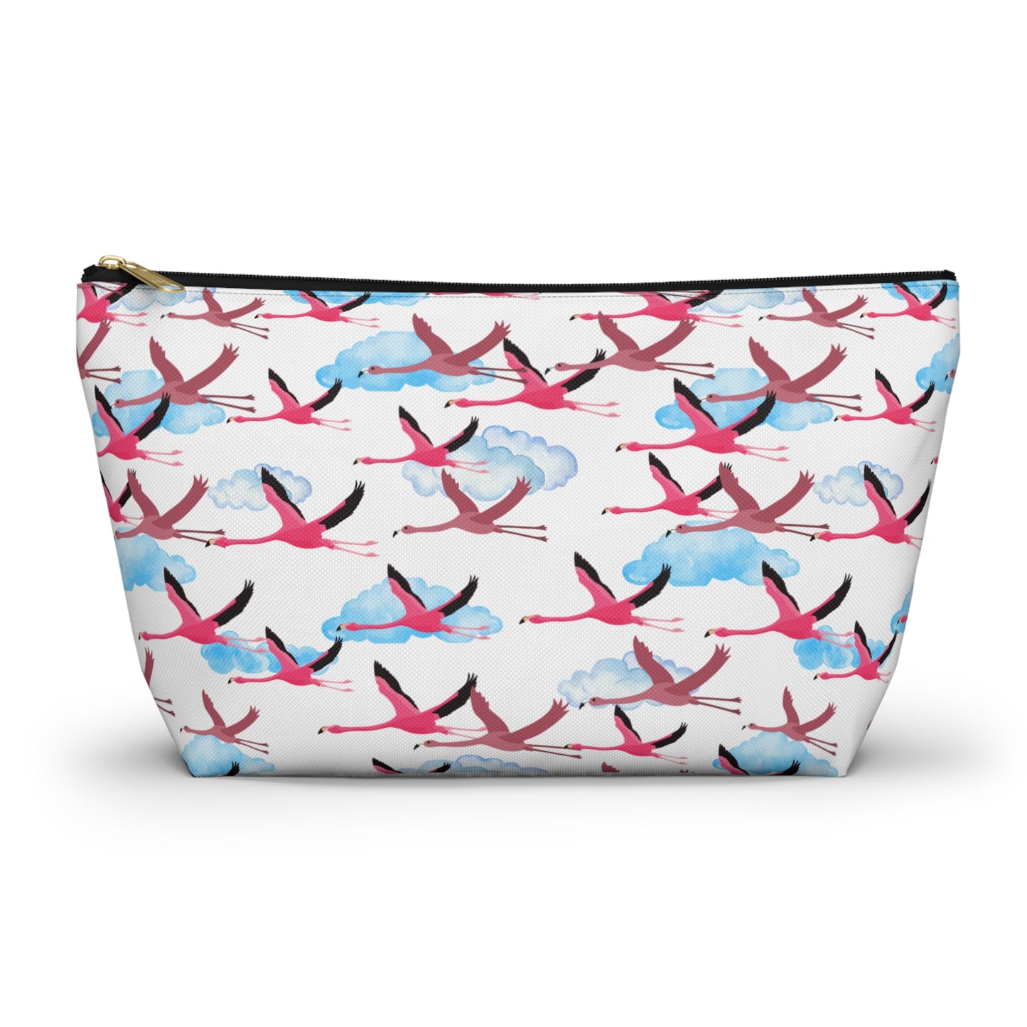 Flying Flamingo Themed Accessory Pouch for Nature Lovers, Travel Toiletry Bag, Organizer, Gift for Birdwatchers, Wildlife Enthusiasts