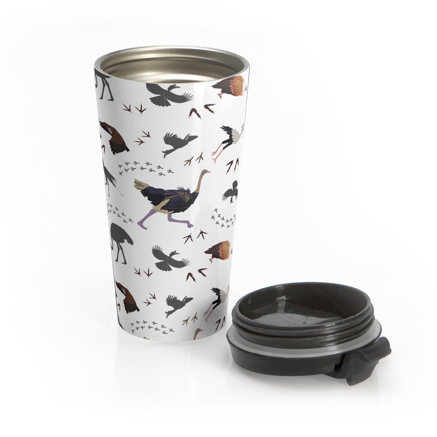 Safari Bird Pattern Stainless Steel Travel Mug | Stylish Travel Tumbler | Perfect Gift for Animal Lovers, Nature Enthusiasts, or Travel Junkies
