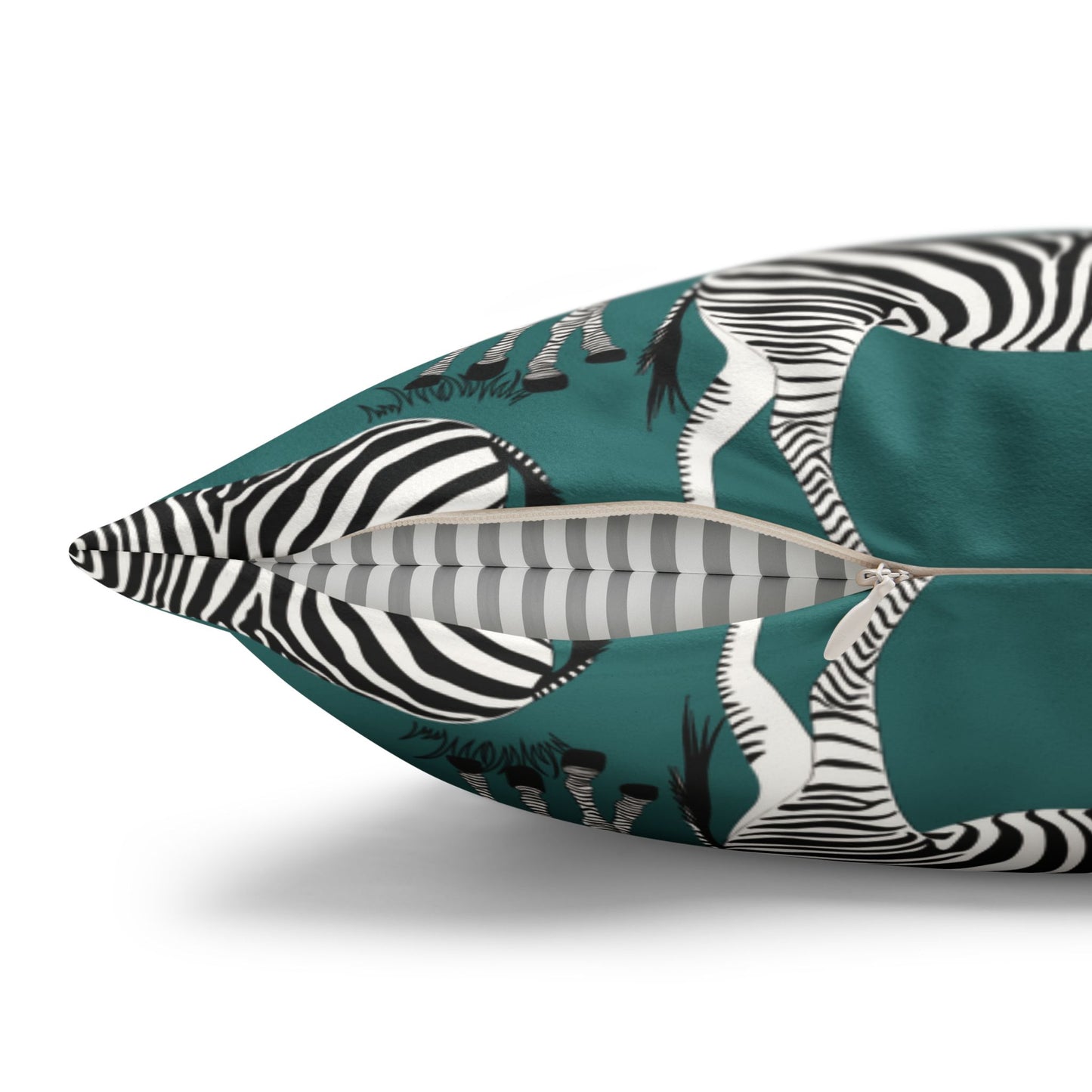 Zebra Herd Lux Faux Suede Throw Pillow Cover – 18" x 18" & 20" x 20" (Jade Sea)