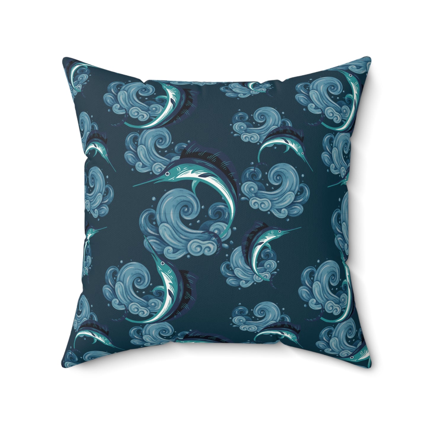 Jumping Marlin Lux Faux Suede Throw Pillow with Insert - 18" x 18", 20" x 20"