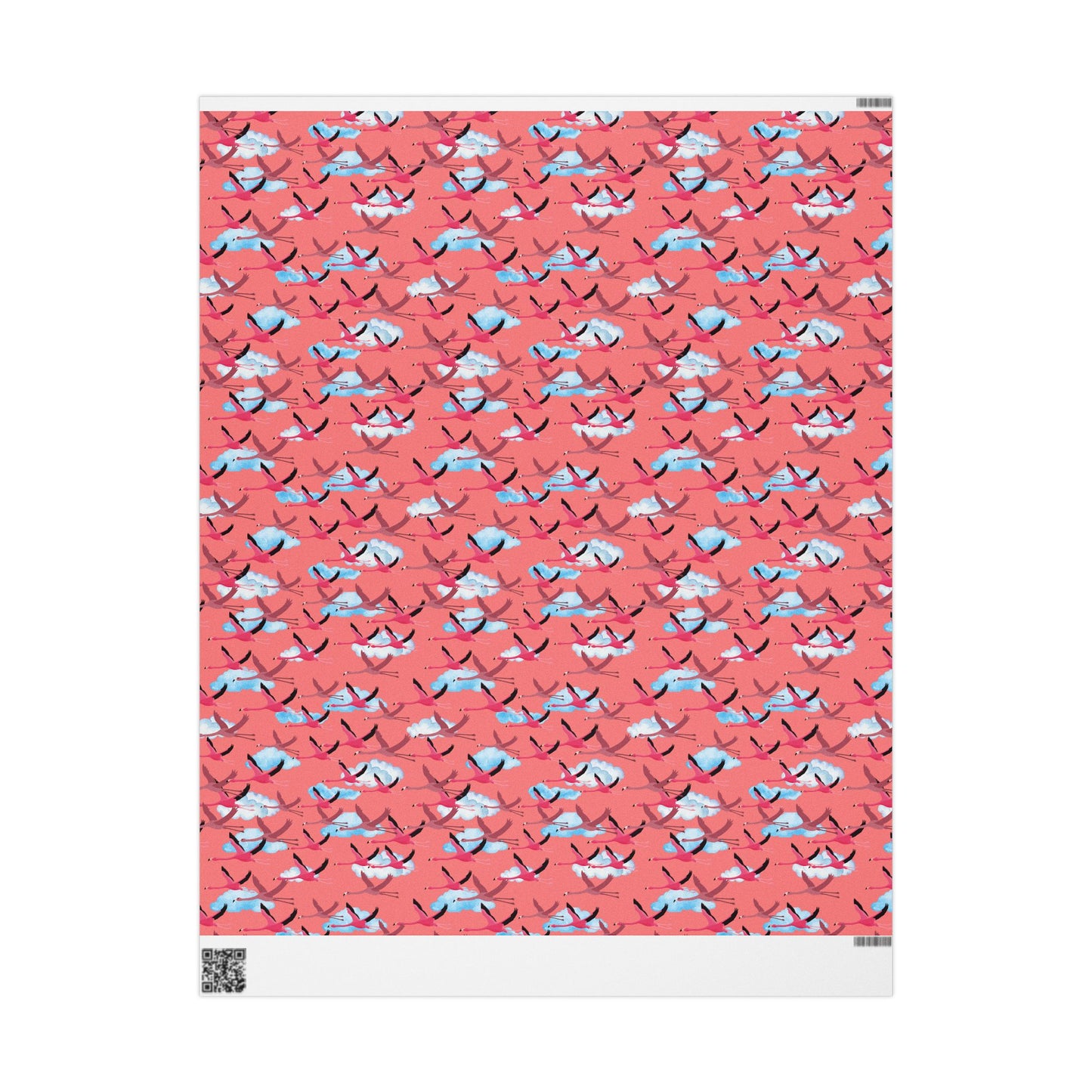 Whimsical Flying Flamingo Wrapping Paper (Coral Pink)