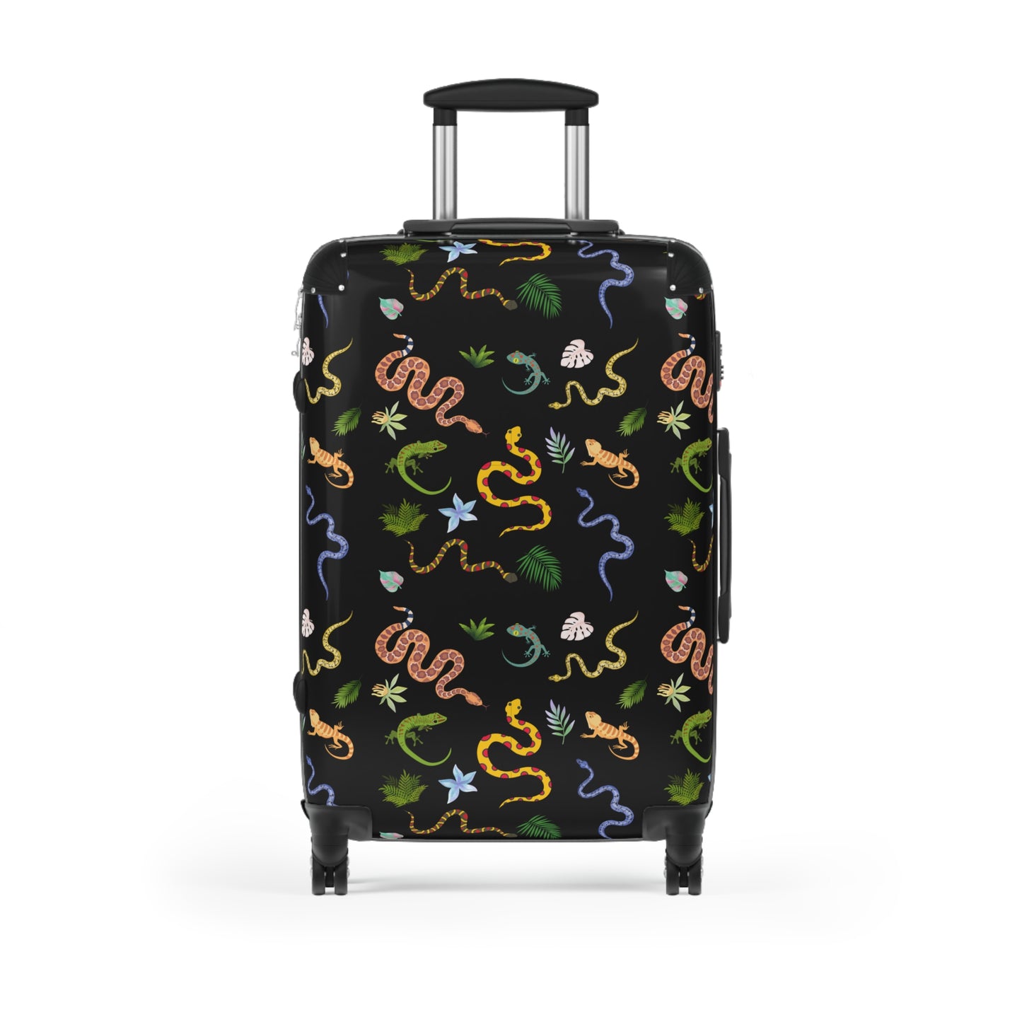 Dancing Reptile Travel Suitcase with Airplane Design, Luggage for Travelers, Custom Travel Bag, Vacation Essentials, Chic Carry-On