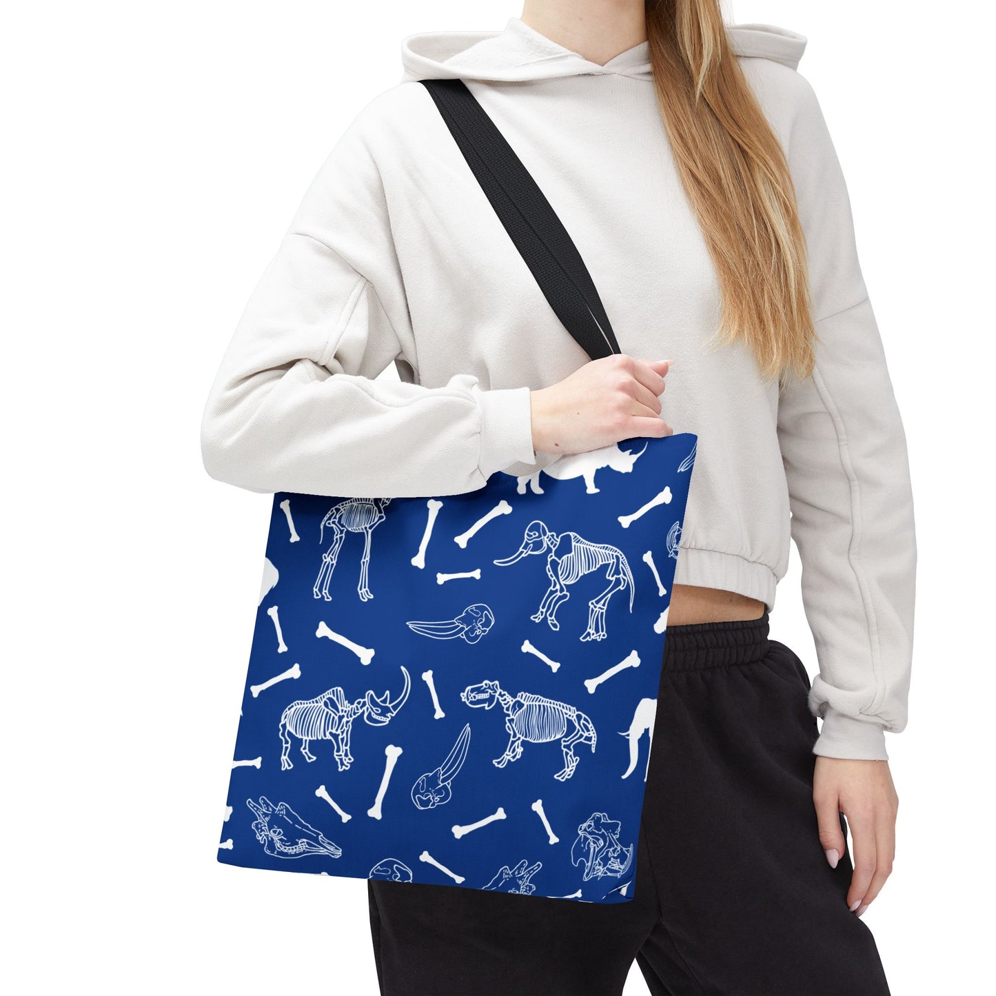 Whimsical Animal Skeletons Tote Bag (Blue), Perfect for Animal Lovers, Halloween, Eco-Friendly Bag, Gift for Pet Owners, Shopping Bag, Halloween Gift
