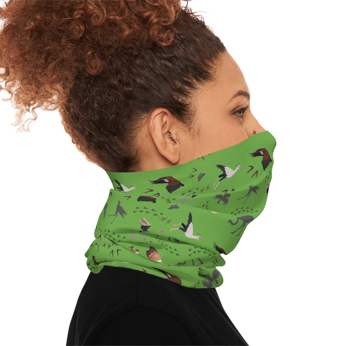 Colorful Lightweight Safari Bird Neck Gaiter with Safari Bird Design (Green), Outdoor Accessory, Unique Gift, Hiking Gear, Nature-Themed Scarf