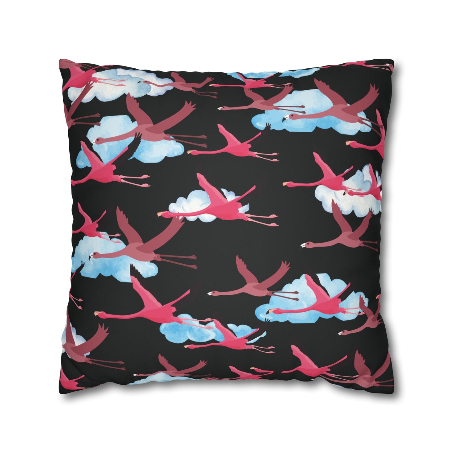 Flying Flamingo Lux Faux Suede Pillow Cover (Black) – 18" x 18" & 20" x 20"