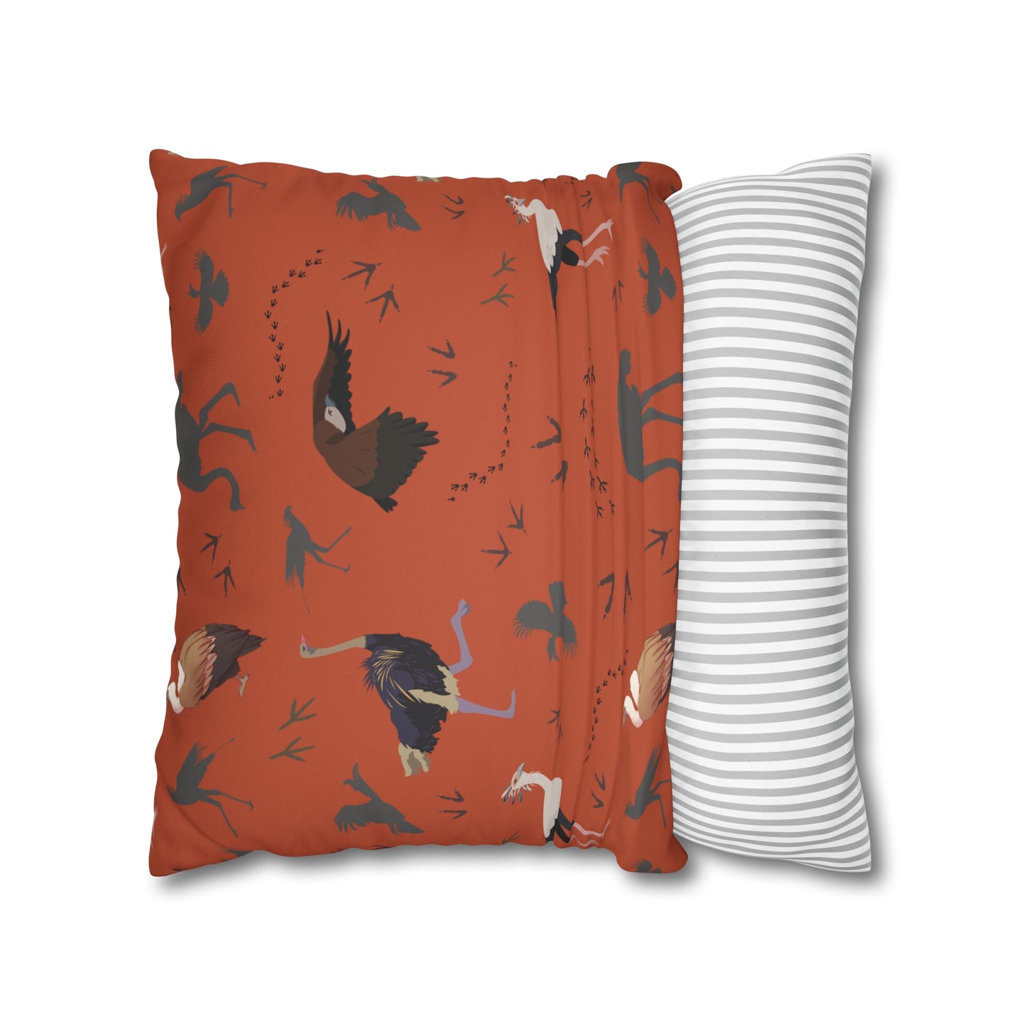 Safari Bird Lux Faux Suede Pillow Cover (Tsavo Dust) – 18" x 18" & 20" x 20"