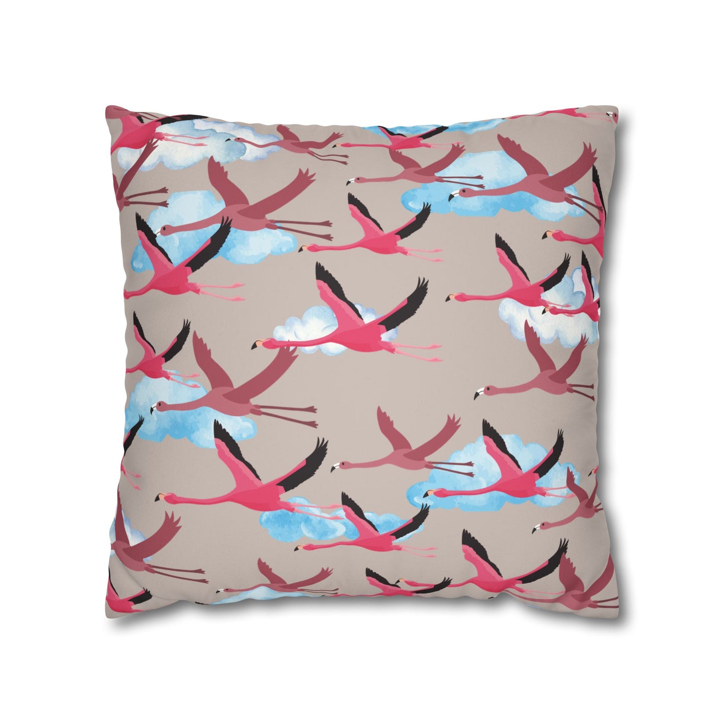 Flying Flamingo Lux Faux Suede Pillow Cover (Wild Clay) – 18" x 18" & 20" x 20"