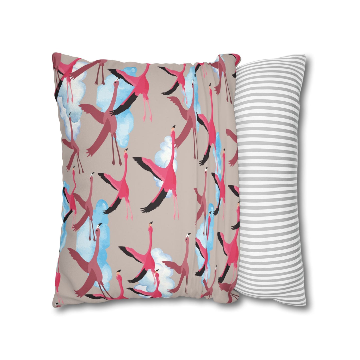 Flying Flamingo Lux Faux Suede Pillow Cover (Wild Clay) – 18" x 18" & 20" x 20"