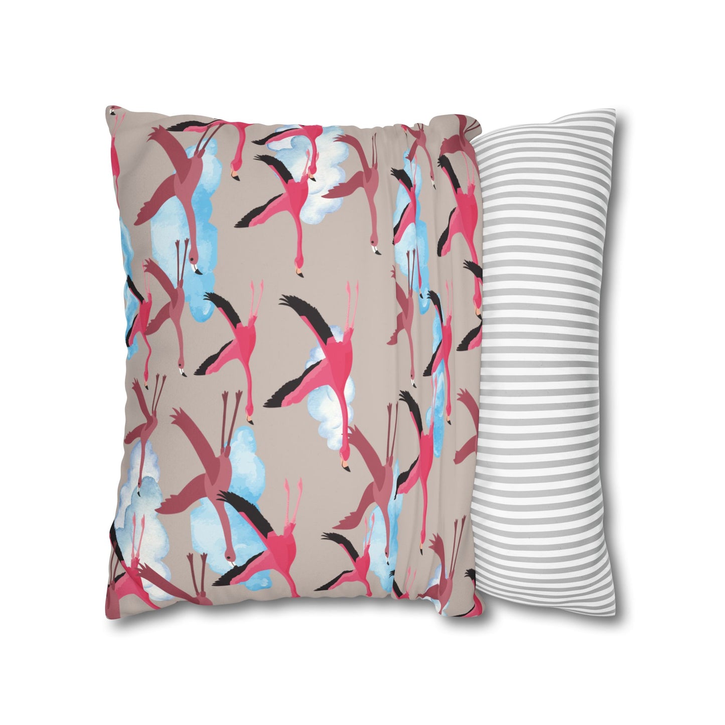 Flying Flamingo Lux Faux Suede Pillow Cover (Wild Clay) – 18" x 18" & 20" x 20"