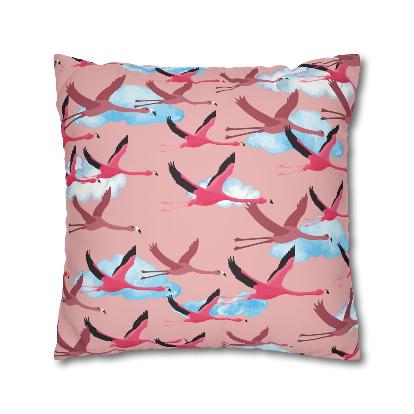 Flying Flamingo Lux Faux Suede Pillow Cover (Dusty Pink) – 18" x 18" & 20" x 20"