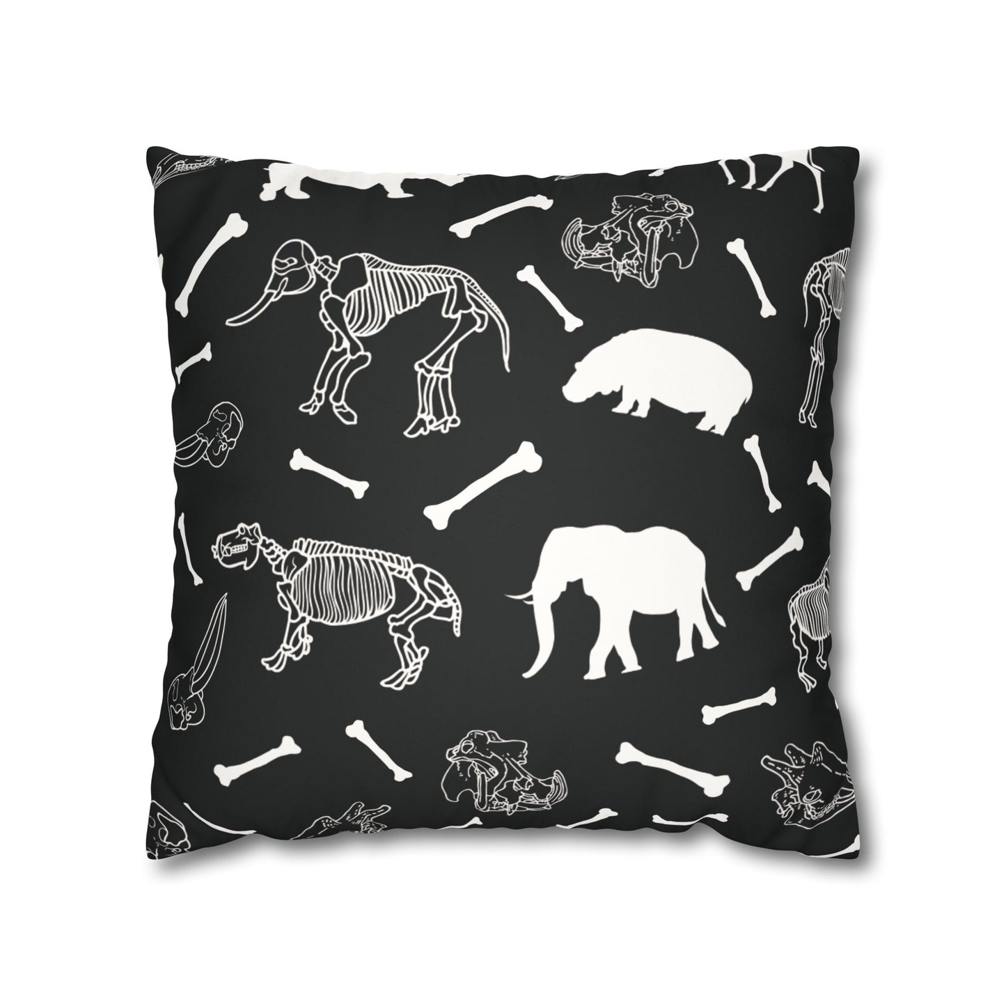 Animal Skeleton Lux Faux Suede Throw Pillow Cover – 18" x 18" & 20" x 20"
